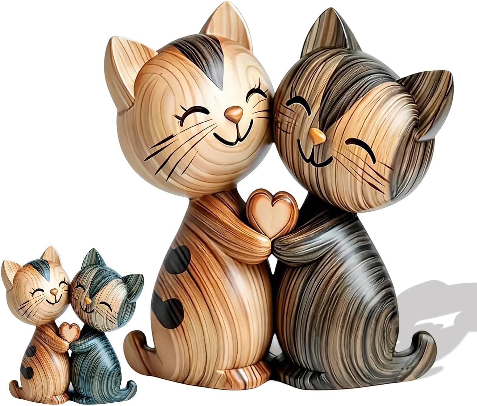 Cat Ornaments for Cat Lovers, Animal Ornaments for Living Room, Wooden Ornament for Living Room Desk Decoration Cats Gifts for Cats Lovers Home Decor Gifts 2 colors randomly shipped