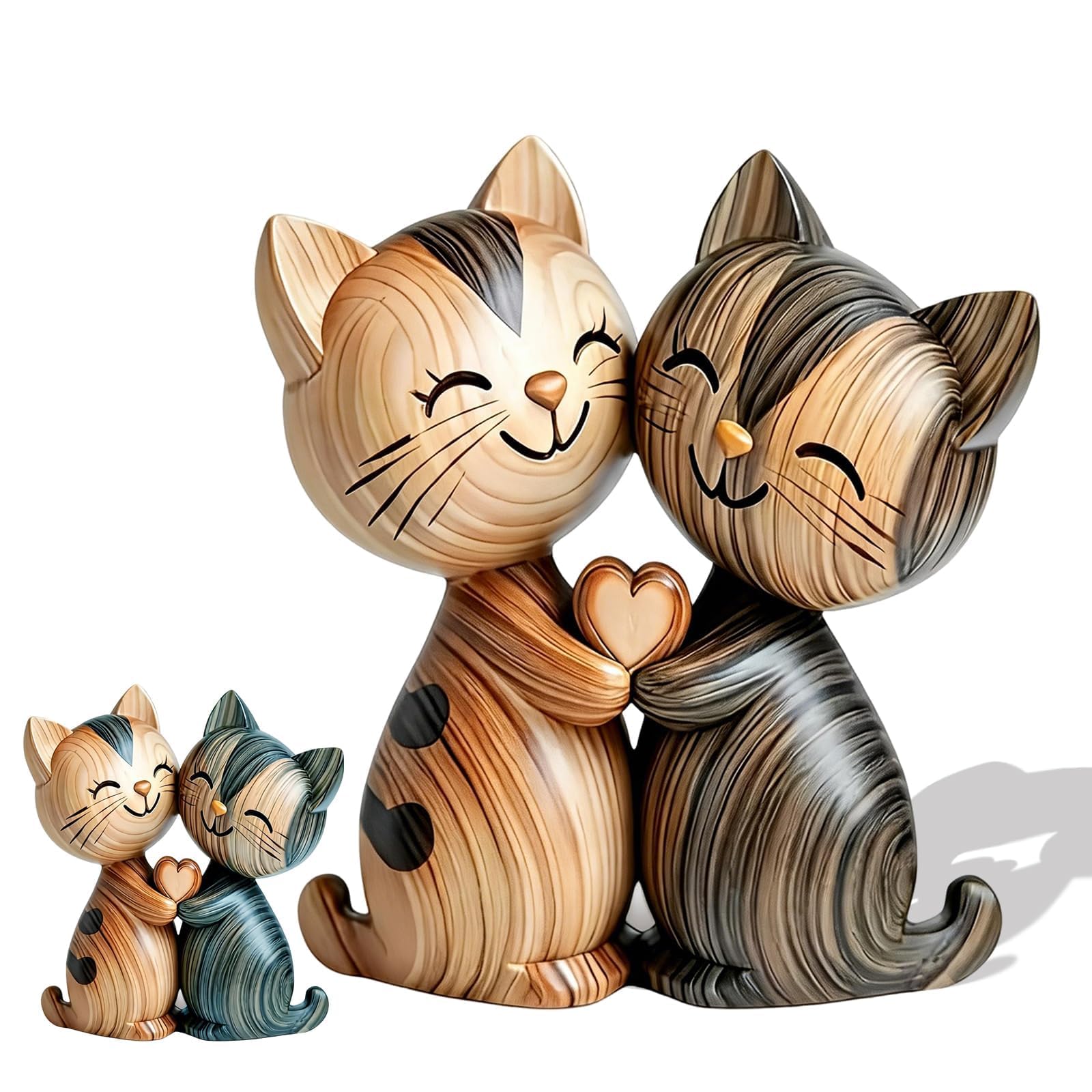 Cat Ornaments for Cat Lovers, Animal Ornaments for Living Room, Wooden Ornament for Living Room Desk Decoration Cats Gifts for Cats Lovers Home Decor Gifts 2 colors randomly shipped