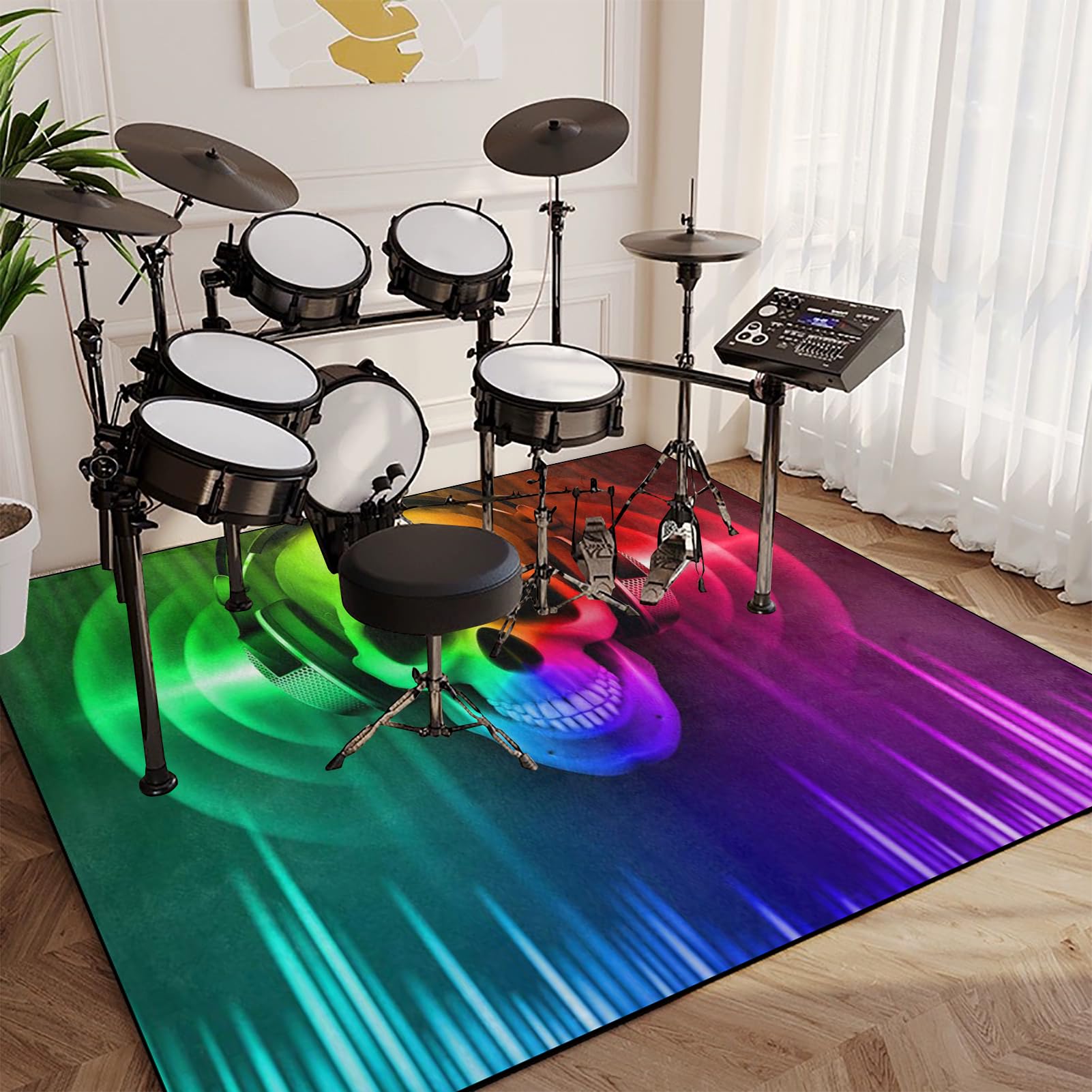 Schallschutz Teppichmatte - Trommel Teppiche Drum Rug Drum Teppich 160 x 140 cm - rutschfeste Drum Matte für Akustik Schlagzeug Drum Kits Bass Drum Elektronisch Snare Klavier Musikinstrumente Teppich
