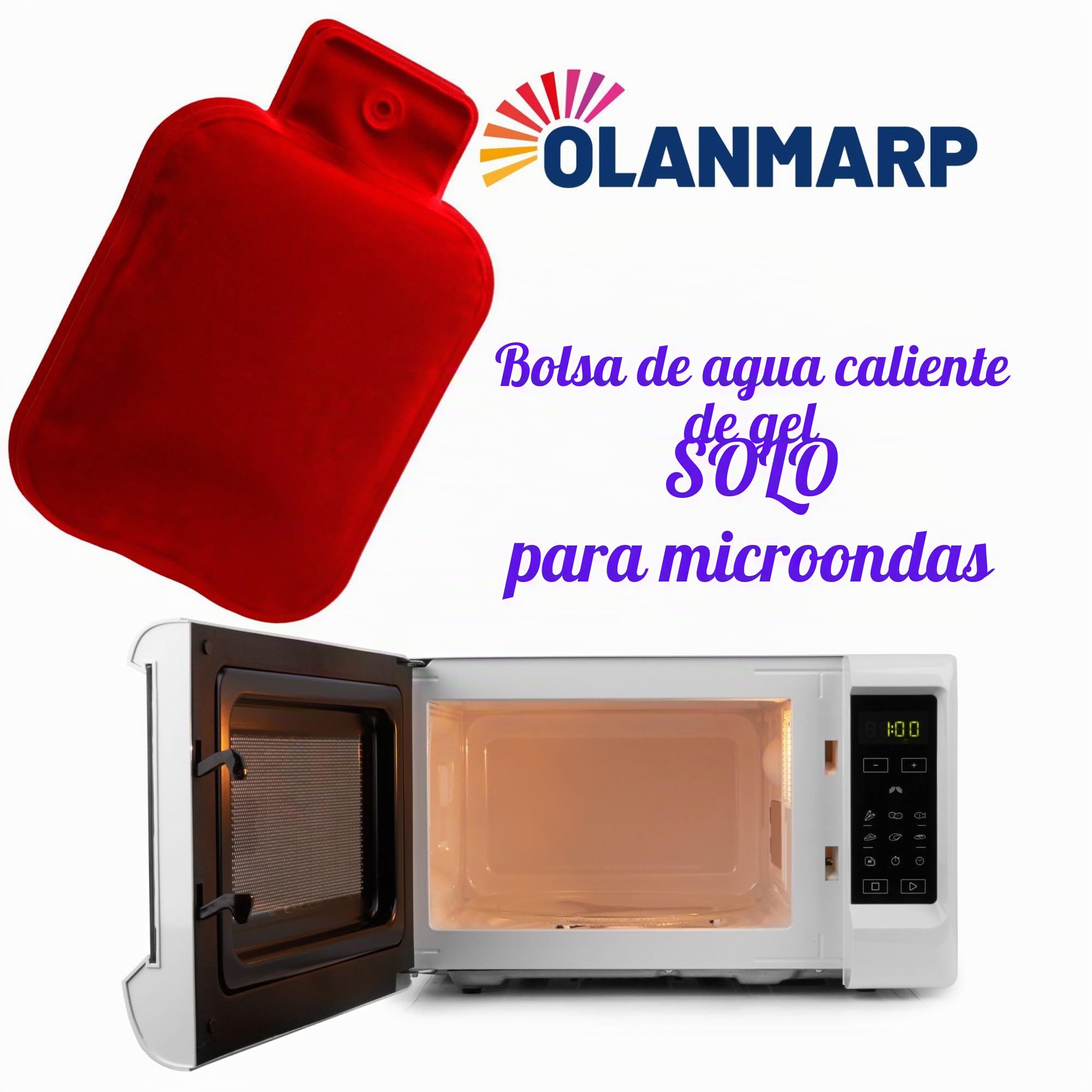 Bolsa de agua caliente de gel para microondas, calor fiable y agradable al tacto, botella de gel (rojo)