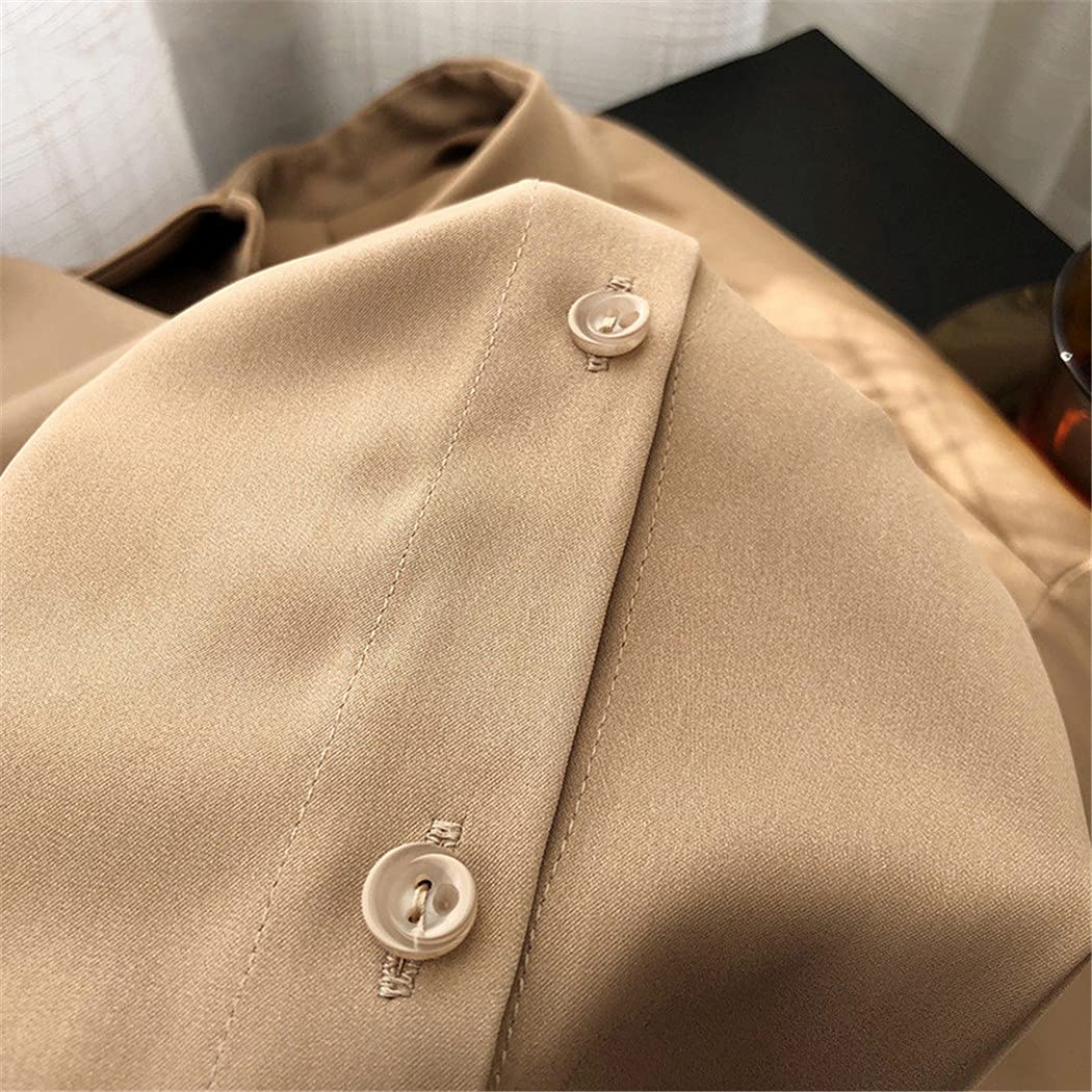 Camisas Elegantes de satén para Mujer, Camisas de Oficina Elegantes sólidas de Manga Larga, Blusas de Trabajo con Cuello Vuelto para Mujer