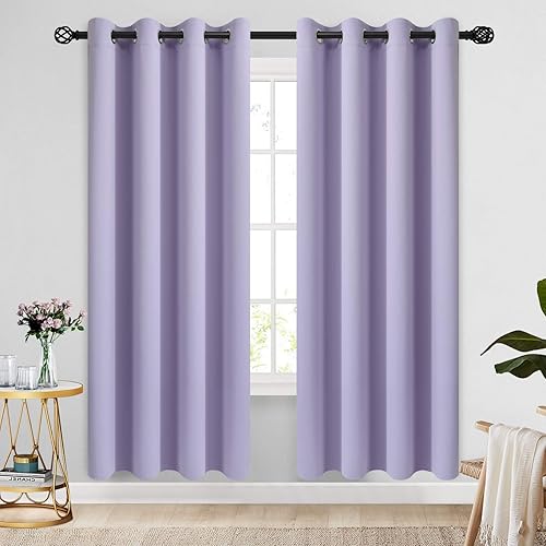 Miniatura 68 de COSVIYA Cortinas 100% opacas para dormitorio con forro negro, bloqueo de luz completa, aislamiento térmico y ojales, tratamiento de ventana de 54