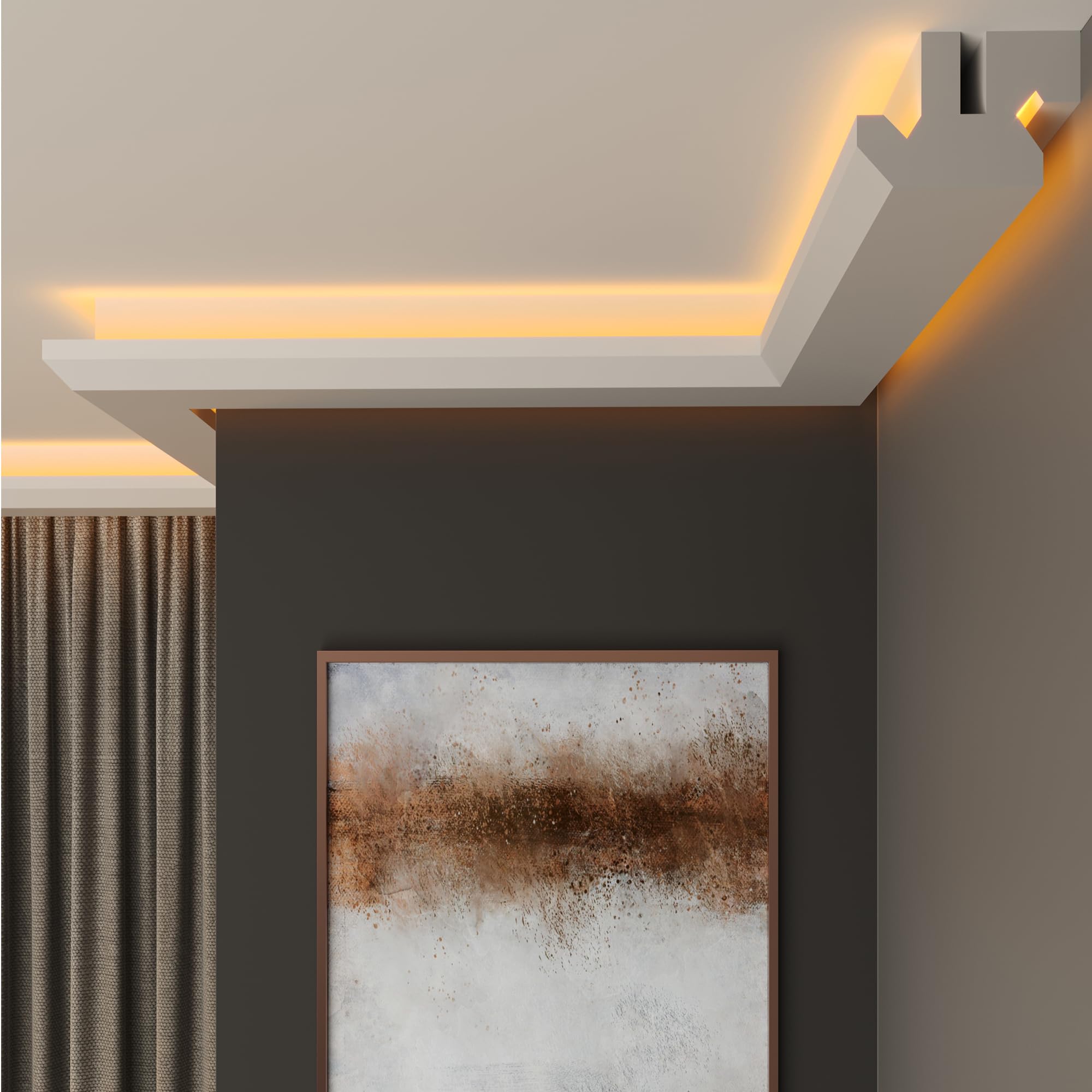 FAST DECOR XPS Ceiling Cornice Coving – Extruded Polystyrene Moulding Trim, Lightweight Decorative Coving for Ceilings, LED Coving, LED Cornice, LED Lighting Coving (CLL21, 6M (3 Length))