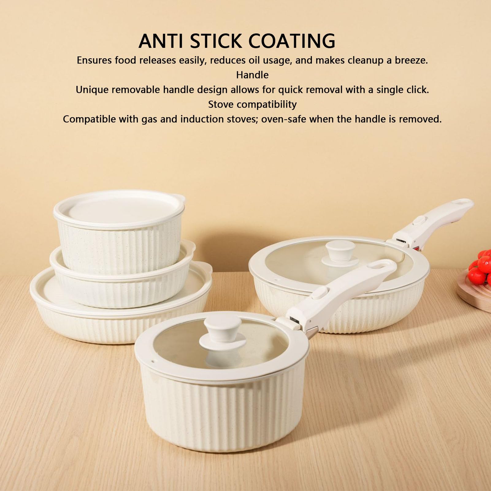 Qcwwy Elettrodomestici da Pentole e Padelle Set a Induzione Set Utensili da