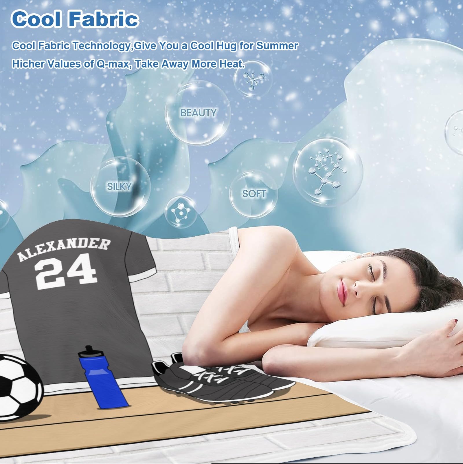 GoTussWO Custom Soccer Sport Player Jersey Dark Grey Weighted Blanket Cooling Laye, Keep Cooling All Night,30x40Inch