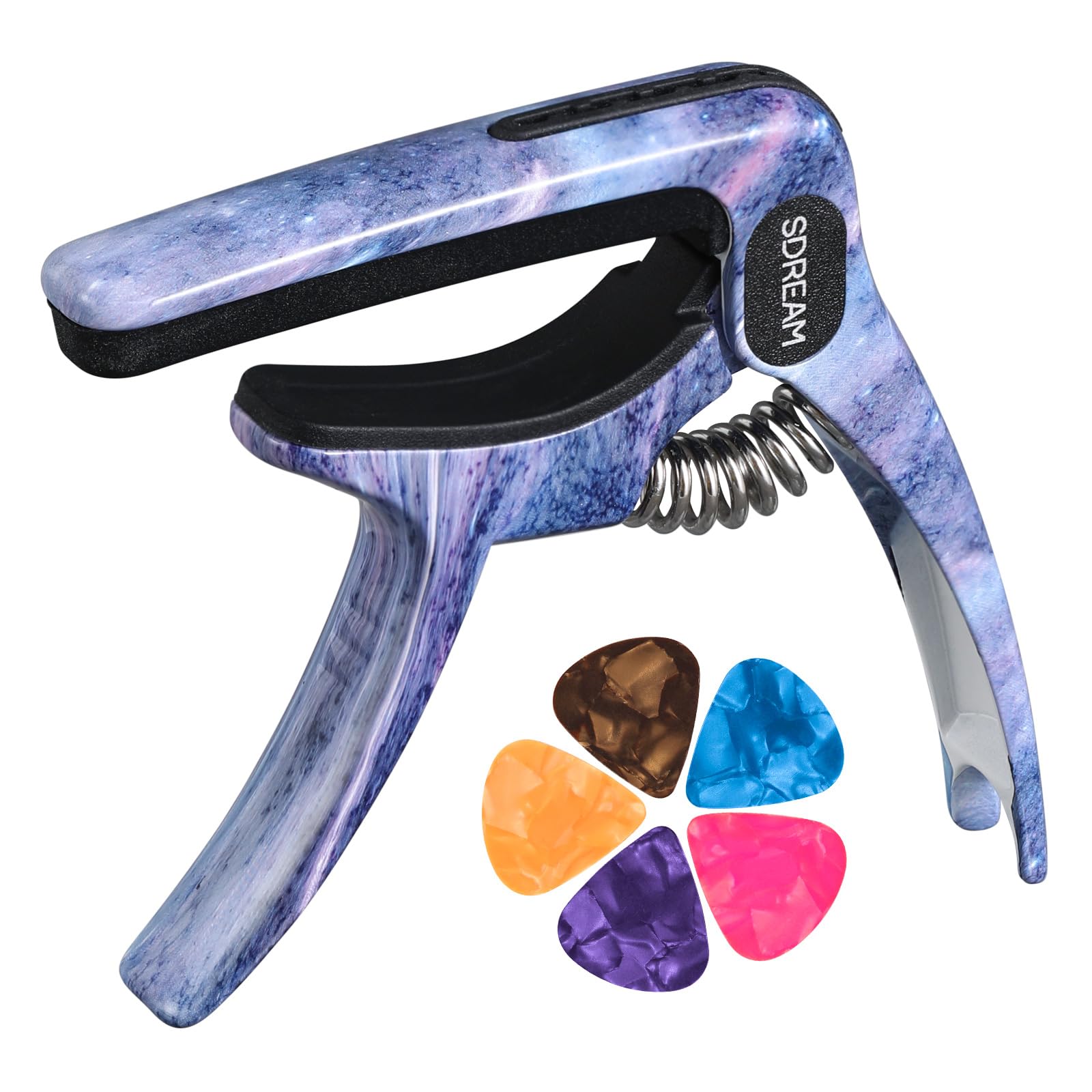 SDREAM Capodastre pour guitare électrique et acoustique à 6 cordes (bleu étoilé)