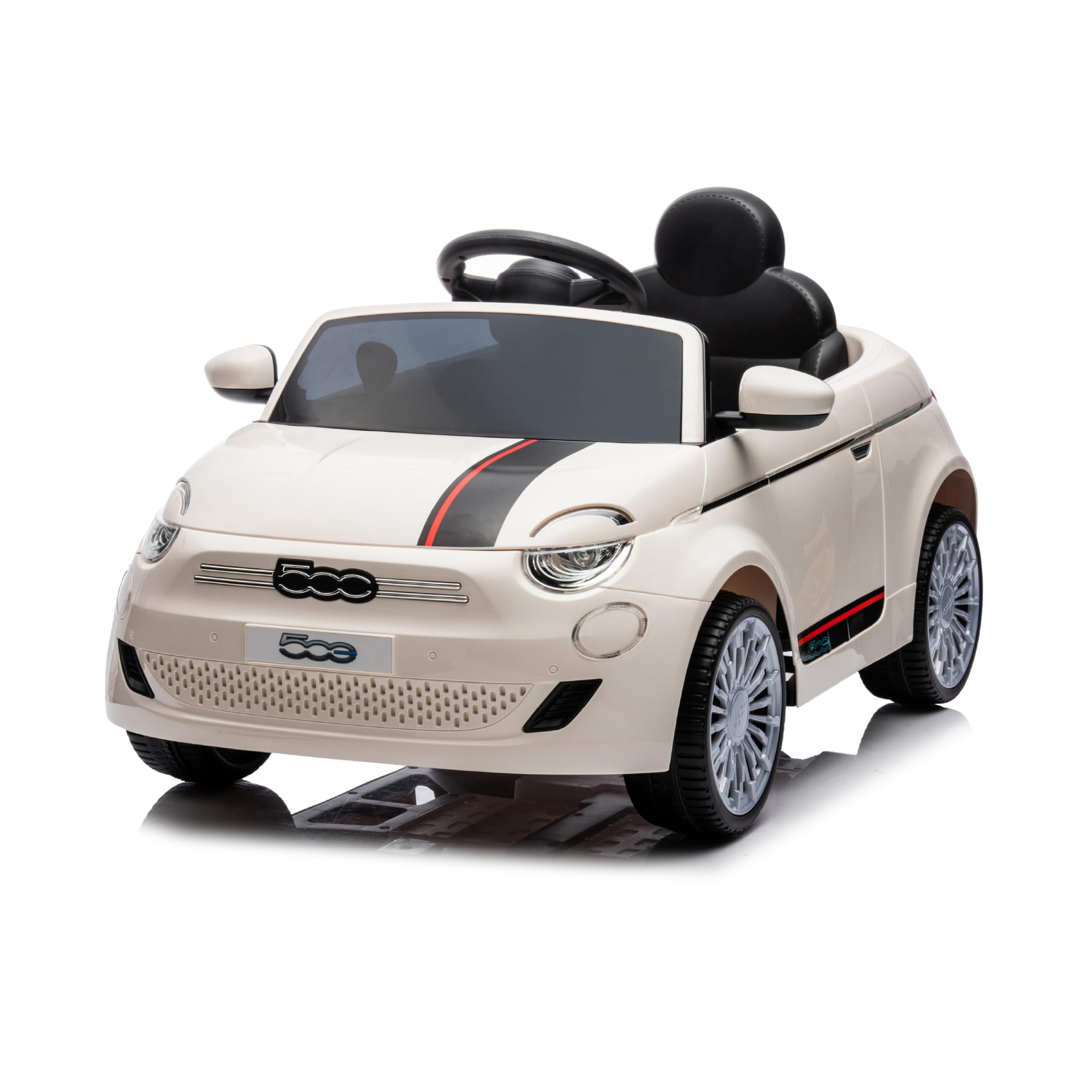 Baroni Toys FIAT 500 Baby Car Elettrica 12V con Telecomando Genitori, Luci, Suoni, Retromarcia, Cintura di Sicurezza – Auto per Bambini 1-4 Anni, Bianca