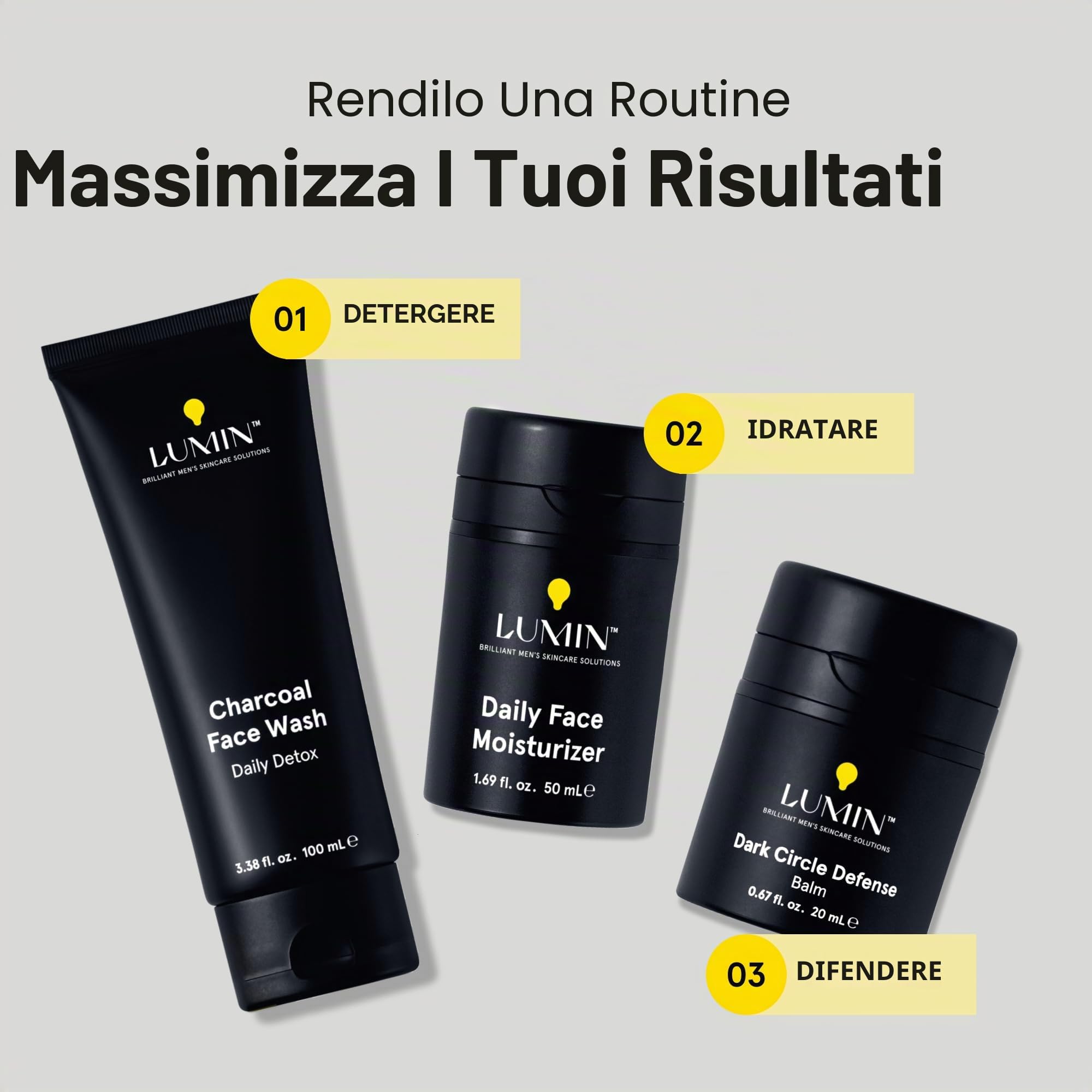 Lumin Balsamo Viso Uomo Idratante (60 mL) - Dopo Barba Anti Irritazione e Rughe