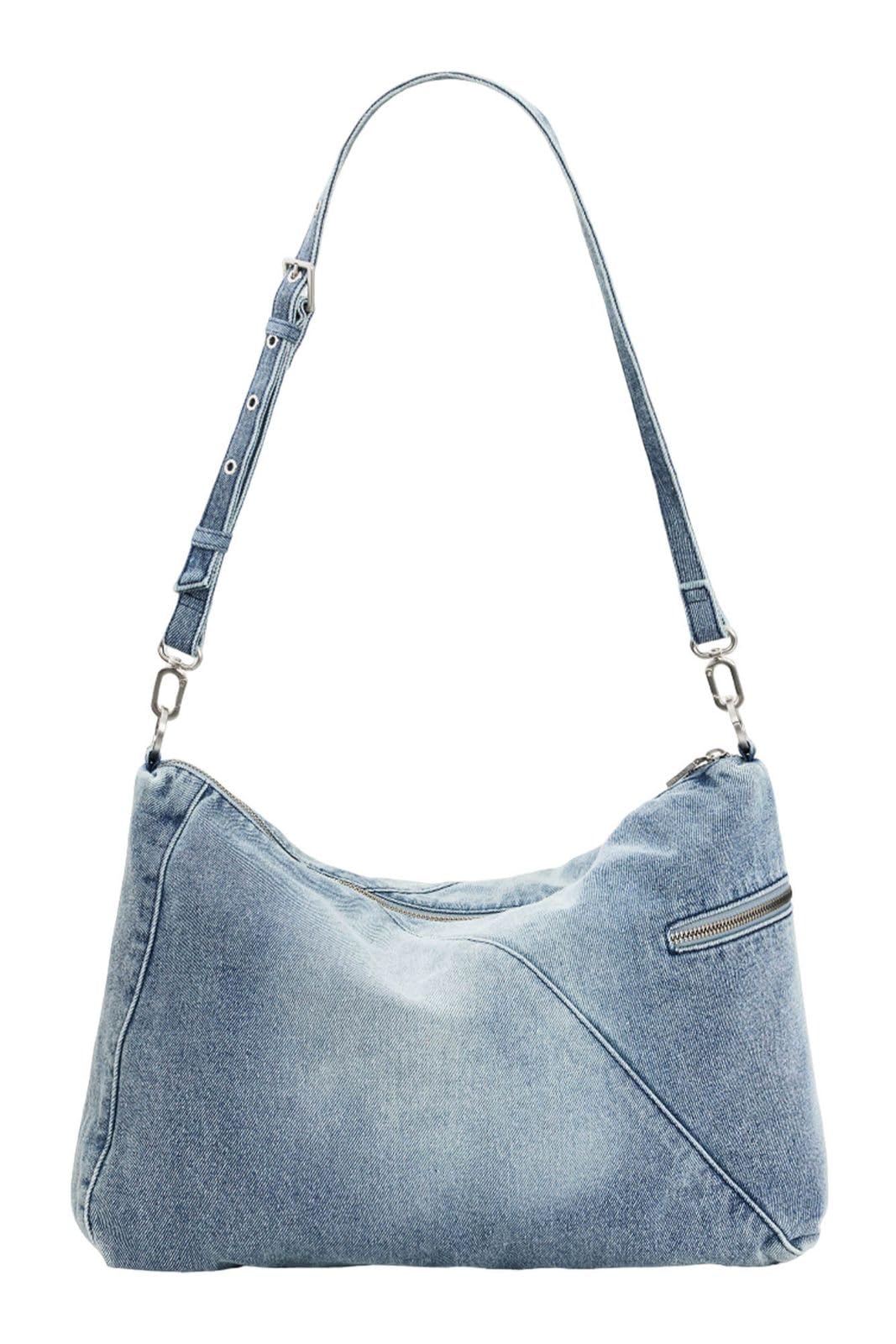 Desigual borsa a tracolla Half Logo Leiria 2.0 Shoulder Bag Denim Raw blu