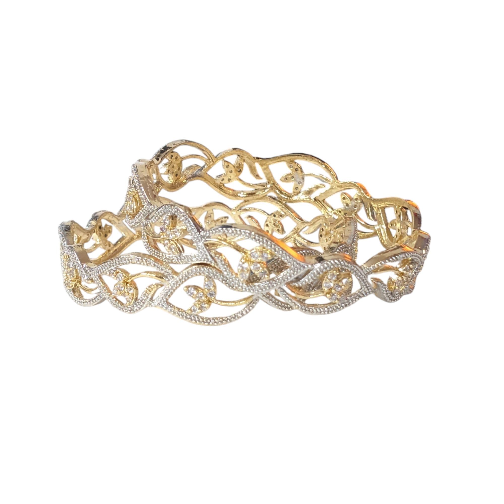 AanyaCentric 2.10 Size AD Bangle Pair Gold Plated Brass Bracelet for Women Girls American Diamond Kada (B0DGF1SLJ1) Amazon Price History, Amazon Price Tracker