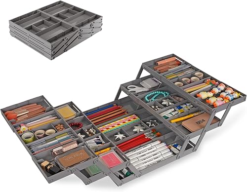 Miniatura 11 de Organizador de cajones de 3 niveles, organizador de cajones de basura expandible, organizador de suministros de oficina inteligente, organizador