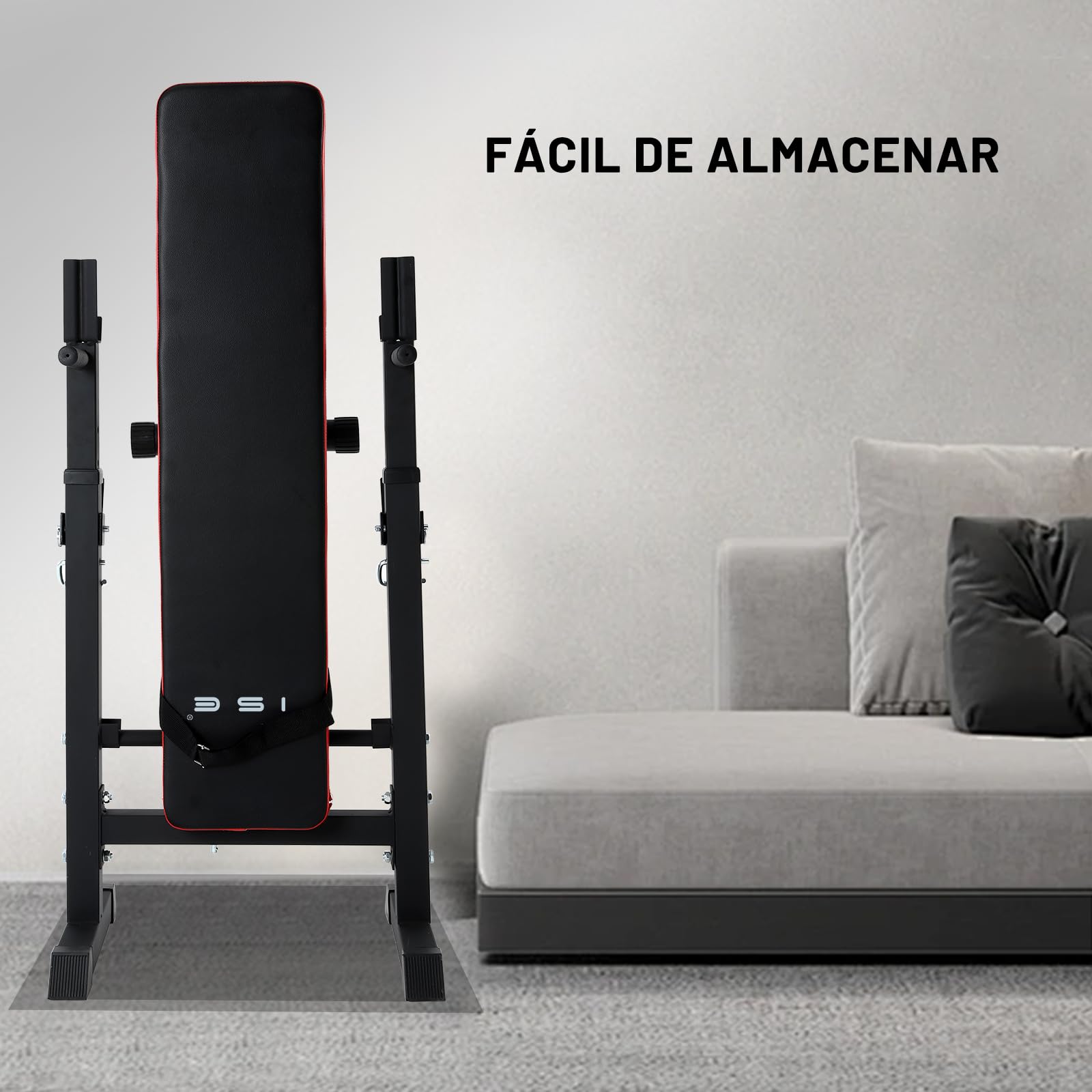 ISE Banco de musculación plegable ajustable con soporte de barras para mancuernas y estación de dips, bancos de musculación ajustables rojo negro 544-BK, blanco negro 544-WH