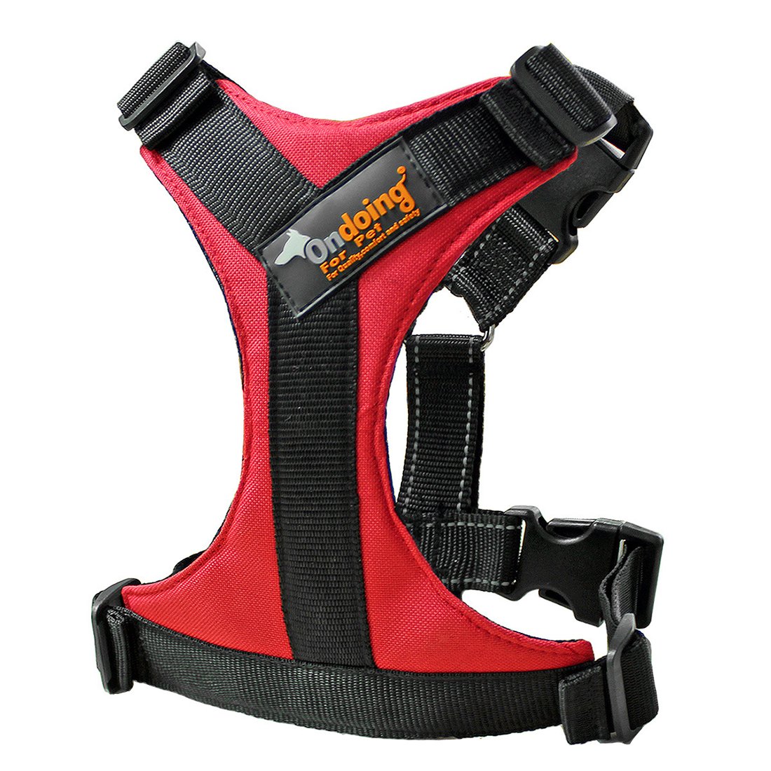 Ondoing No-Pull Dog Harness Safe Vest Adjustable Chest Harness Heavy Duty Car Harness Escape Proof Padded Training Harness Small Medium Large Dogs (red, S)