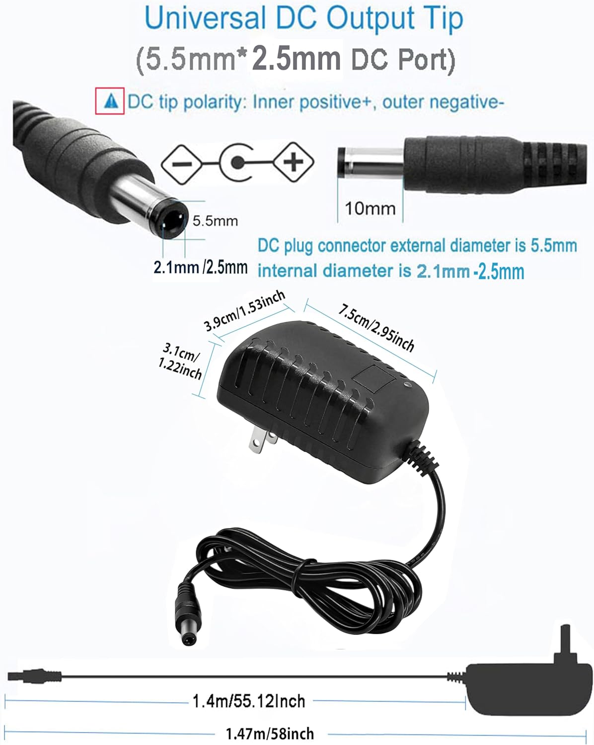 Adaptateur D'alimentation 9V 1A DC9V, Adaptateur 9Volt 1000mA