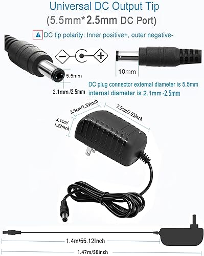 Miniatura 3 de MTYTOT Adaptador de fuente de alimentación 9V 2A AC 110V a DC 9V 2A 1.5A 1A 750mA 0.5A Adaptador de CA Transformador Adaptador de pared 9V Cable de
