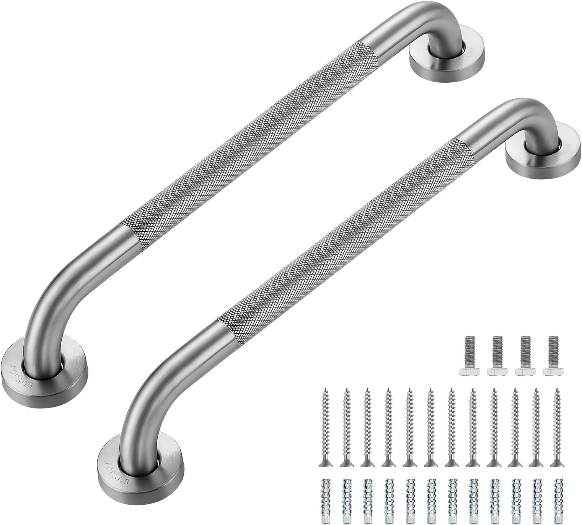 Grab Bars for Shower, 2 Pack 18-Inch Anti Slip Shower Handles for Elderly, Safety Shower Grab Bar, Stainless Steel Handicap Grab Bars for Bathroom,Toilet (Brushed Nickel, 1" Diameter)