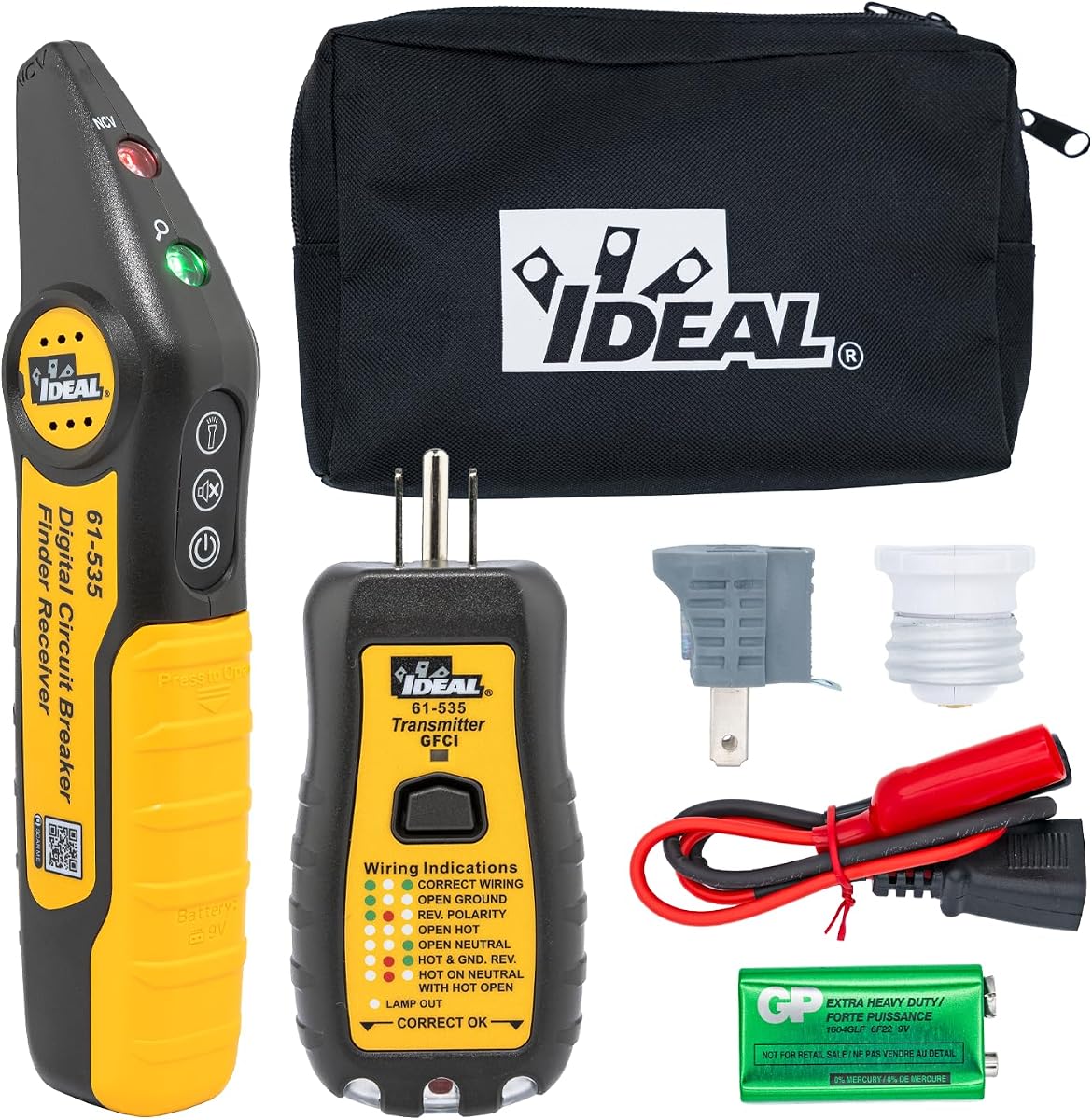Ideal Circuit Breaker Finder Kit, Finds Circuits and Tests GFCI | Locate breakers faster with included adapters and integrated GFCI testing