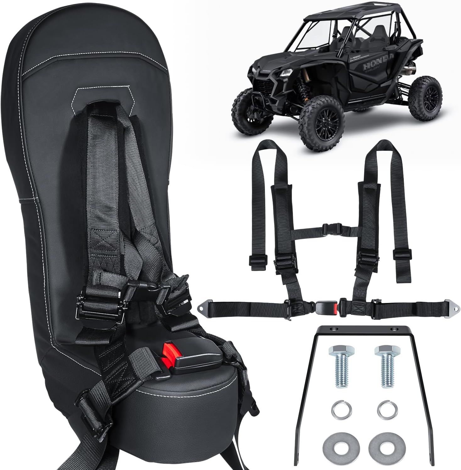 Bump Seat For Honda Talon 2 or 4 Seater Front Only 2019-2025 All Models Center Seat Middle Seat Hump Seat Little Seat with 4-Point Harness All Mounting Hardware Included Black