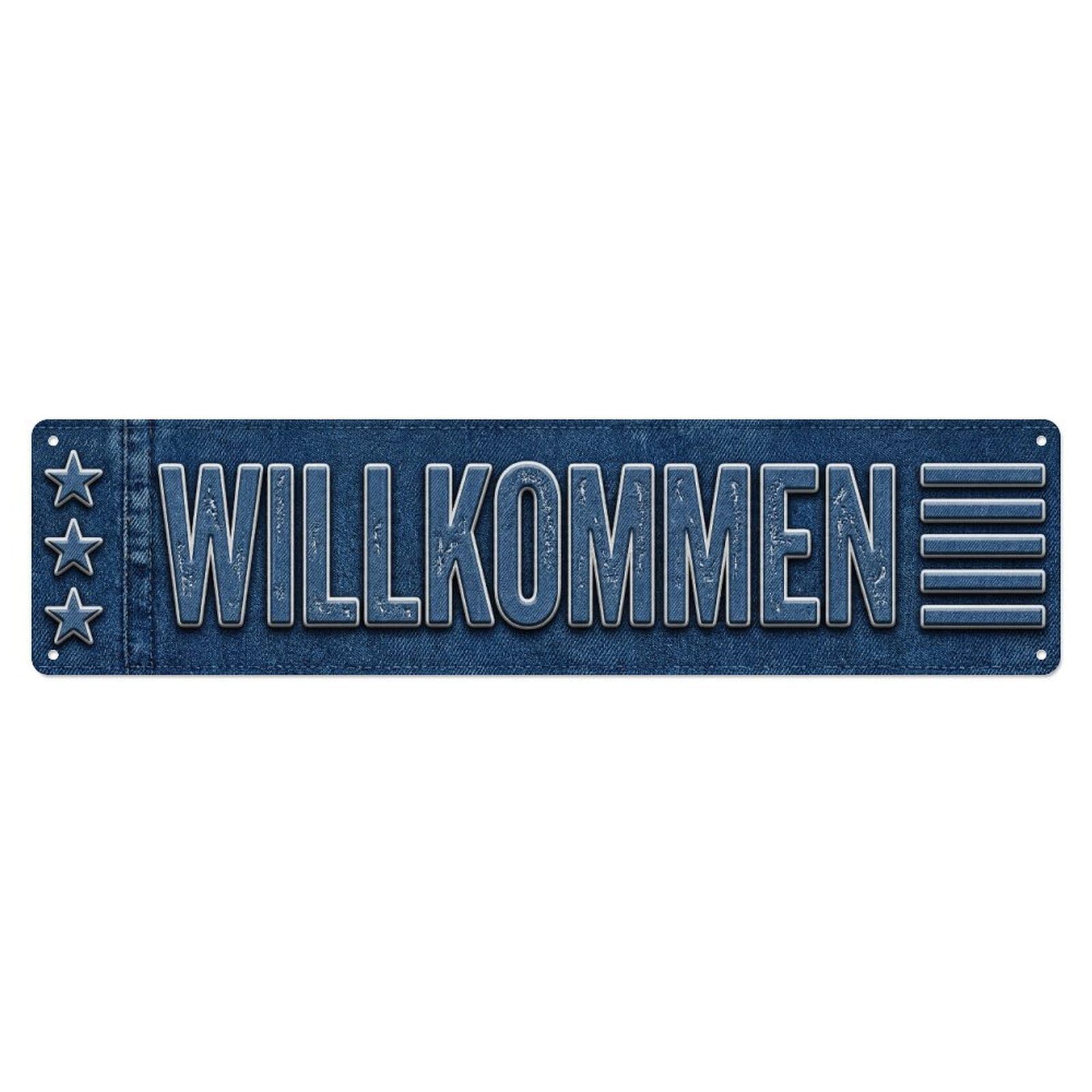Denim Blue Casual Americana Welcome Metal Tin Sign