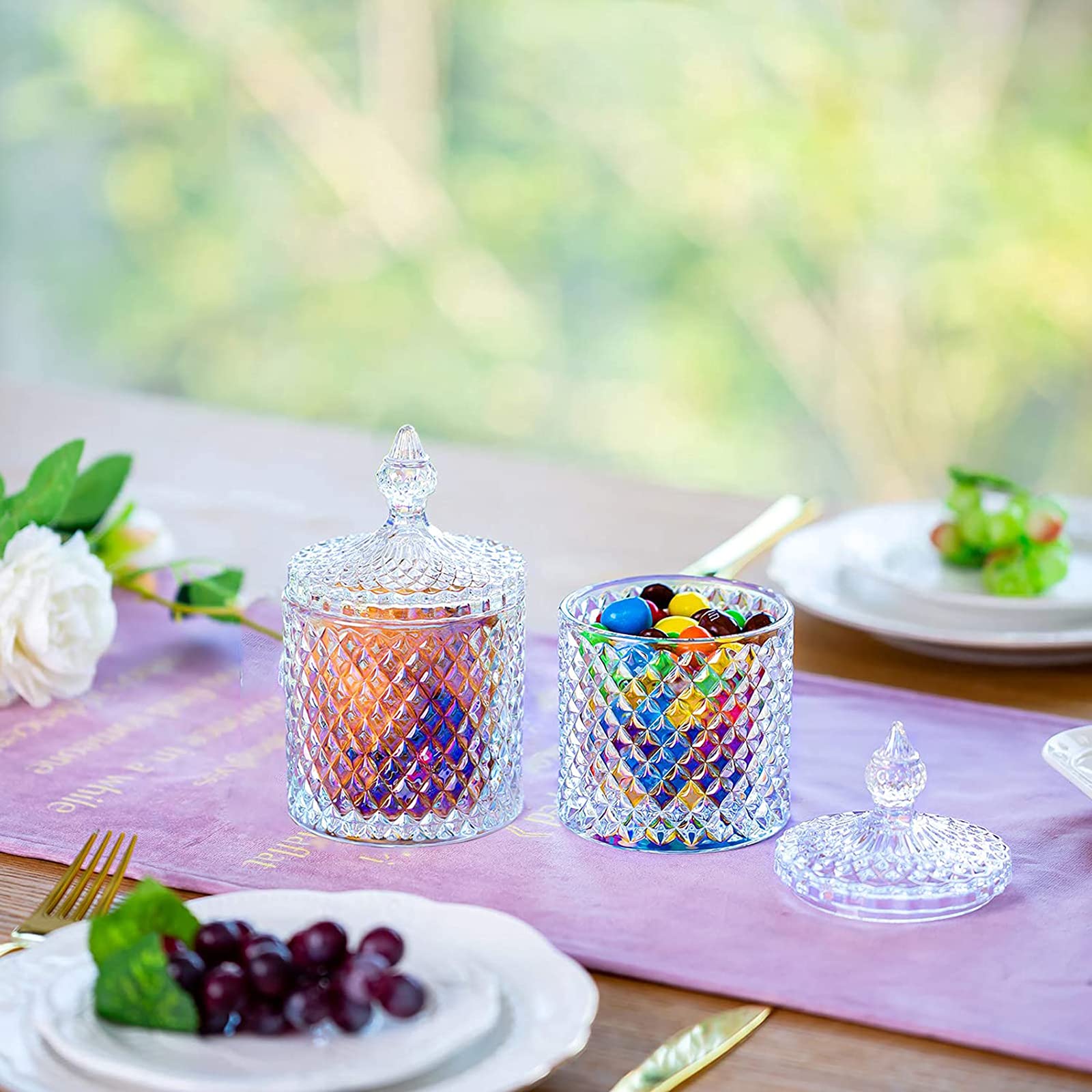 Süßigkeiten Glas Candy Dose Kristallglas mit Deckeln, Schokolade Schmuck Perlen Aufbewahrungskoffer Bunt, kleine transparente Zuckerdose, Lebensmittelbehälter, Keksdose, Behälter für, Zuhause Küche, Haushalt & Wohnen