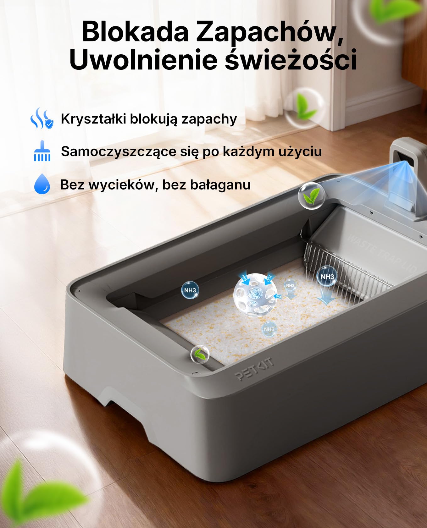PETKIT Zestaw do Krystaliczny Żwirek dla Kotów, Monitor Moczu, do PUROBOT CRYSTAL DUO Samoczyszcząca Kuweta dla Kotów, Podwójne Zbieranie Odpadów, Wymienna Tacka, Kontrola Zapachów, 4 Sztuki