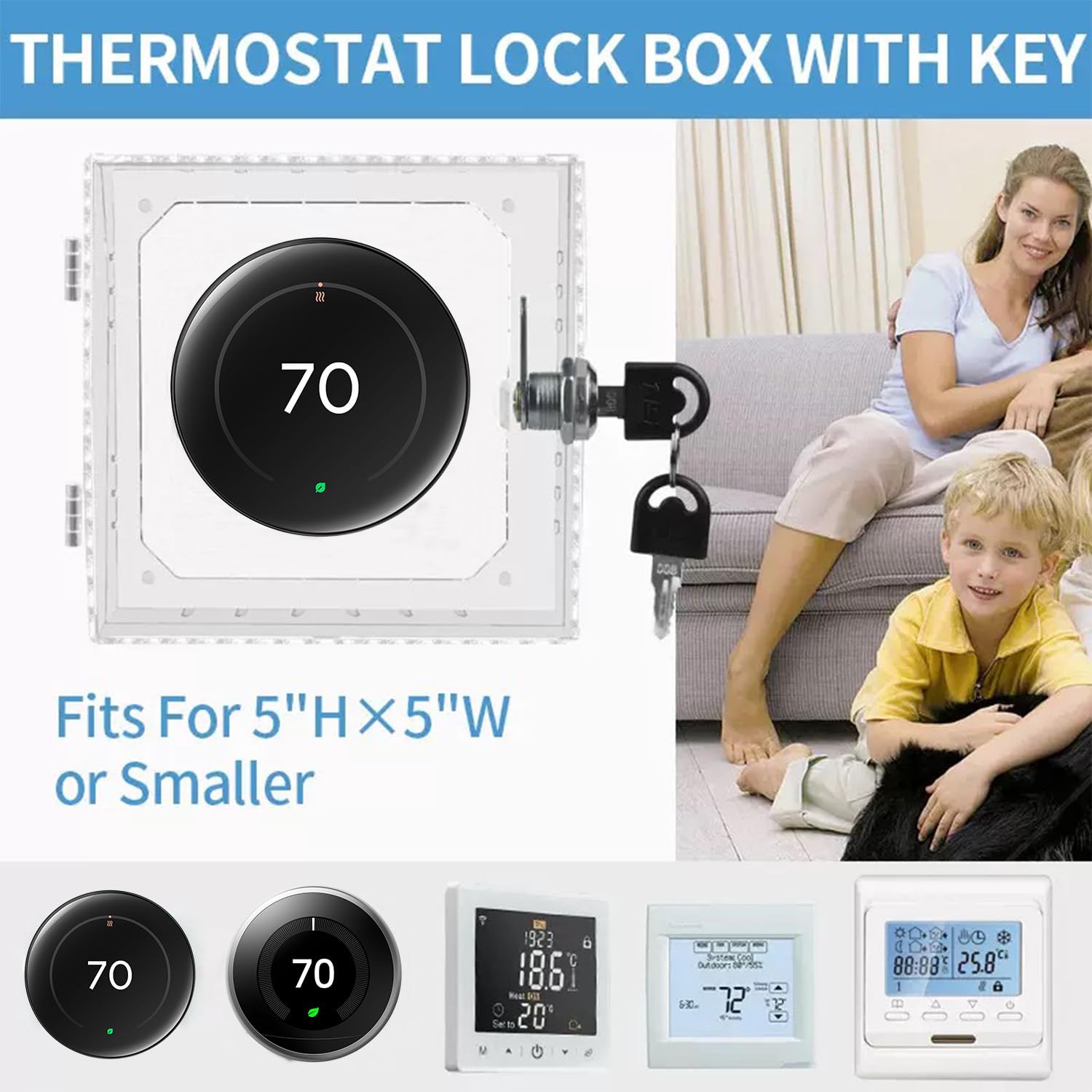 Thermostat Lock Box Cover with Key – Secure Lock Box Guard for Google Nest Learning Thermostat (4th Gen), Nest Thermostat 2020 and E, Nest Learning Thermostat 1st/2nd/3rd