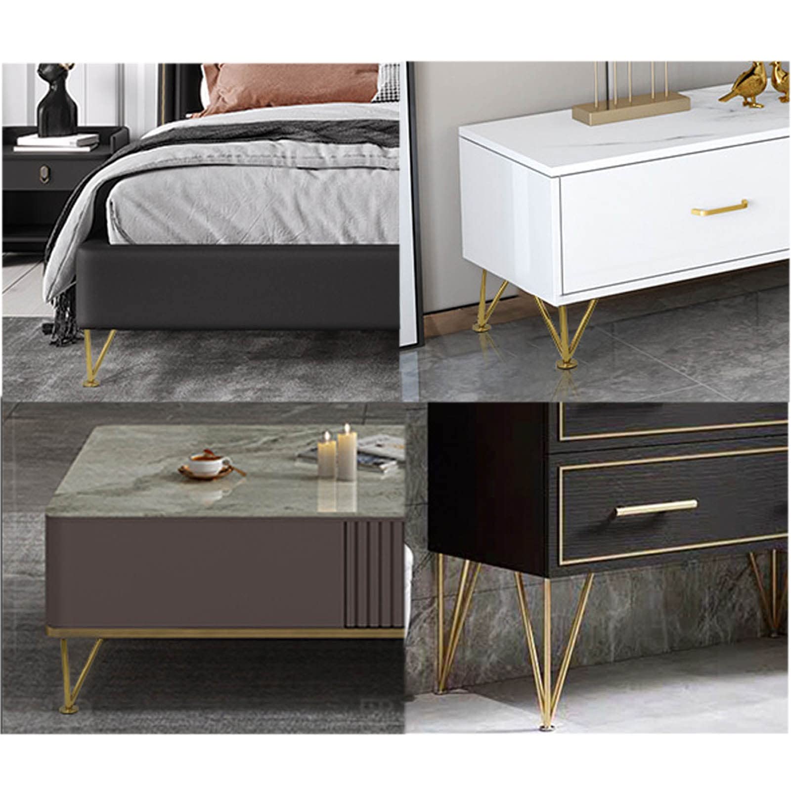 Patas para Muebles Metal Mesa Pies Patas de Metal Dorado Acero Inoxidable Reemplazable para Sofás Gabinete Sofá Silla Mesa de Centro 4 Piezas(Size:15cm(5.9in))