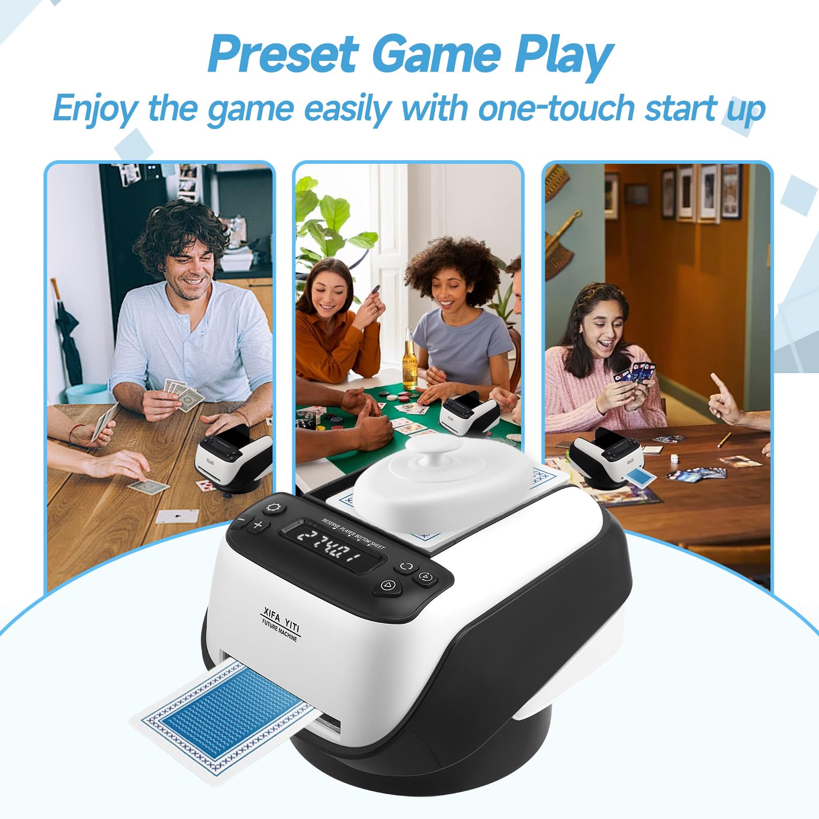 Distributeur de Cartes Automatique, Distributeur de Cartes Électronique Rechargeable, Machine D'envoi de Cartes Rotatif à 360° Jusqu'à 8 Joueurs, pour Poker, UNO, Blackjack, Texas Hold'em