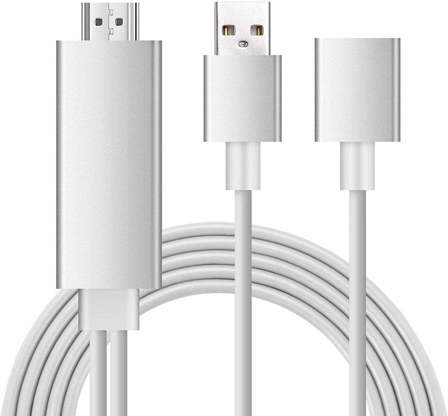 Digital AV Adapter Compatible with iPhone Plug and Play Digital MHL to HDMI High-Speed 1080P HDTV Cable Replacement for iPhone Samsung Smartphones (Silver)