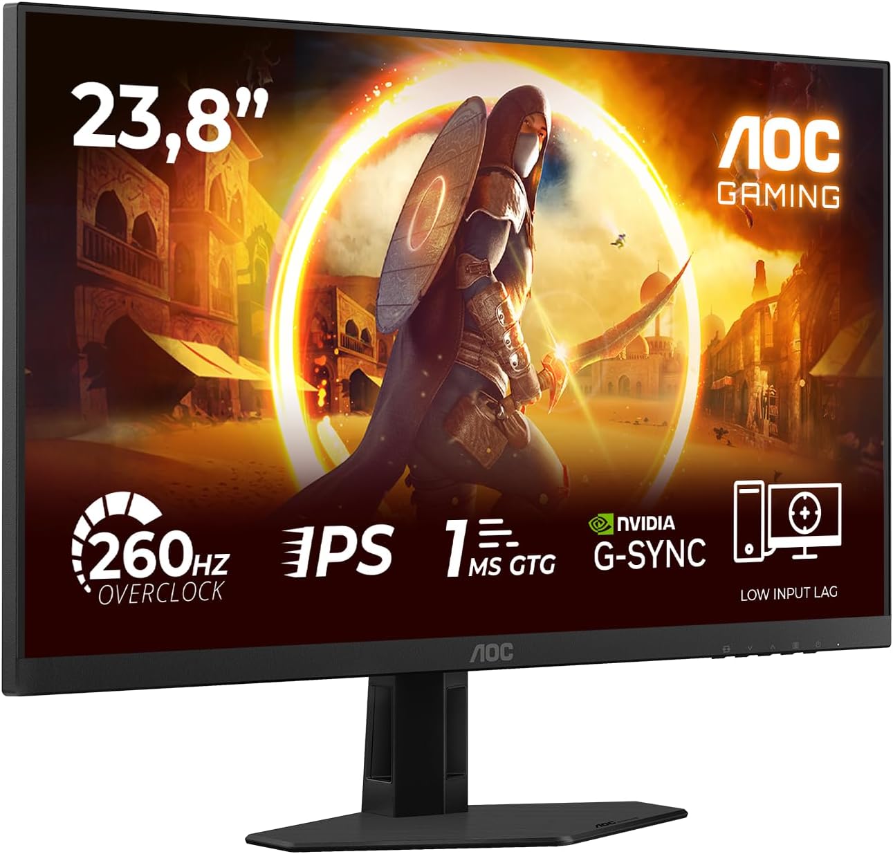 AOC 24G4ZRE 24 inch FHD Gaming Monitor 260Hz, Fast IPS Panel, 1ms GtG, HDR10, G-Sync Compatible, (1920x1080 HDMI 2x 2.0 DP 1x 1.4) Black: image 1 of 7