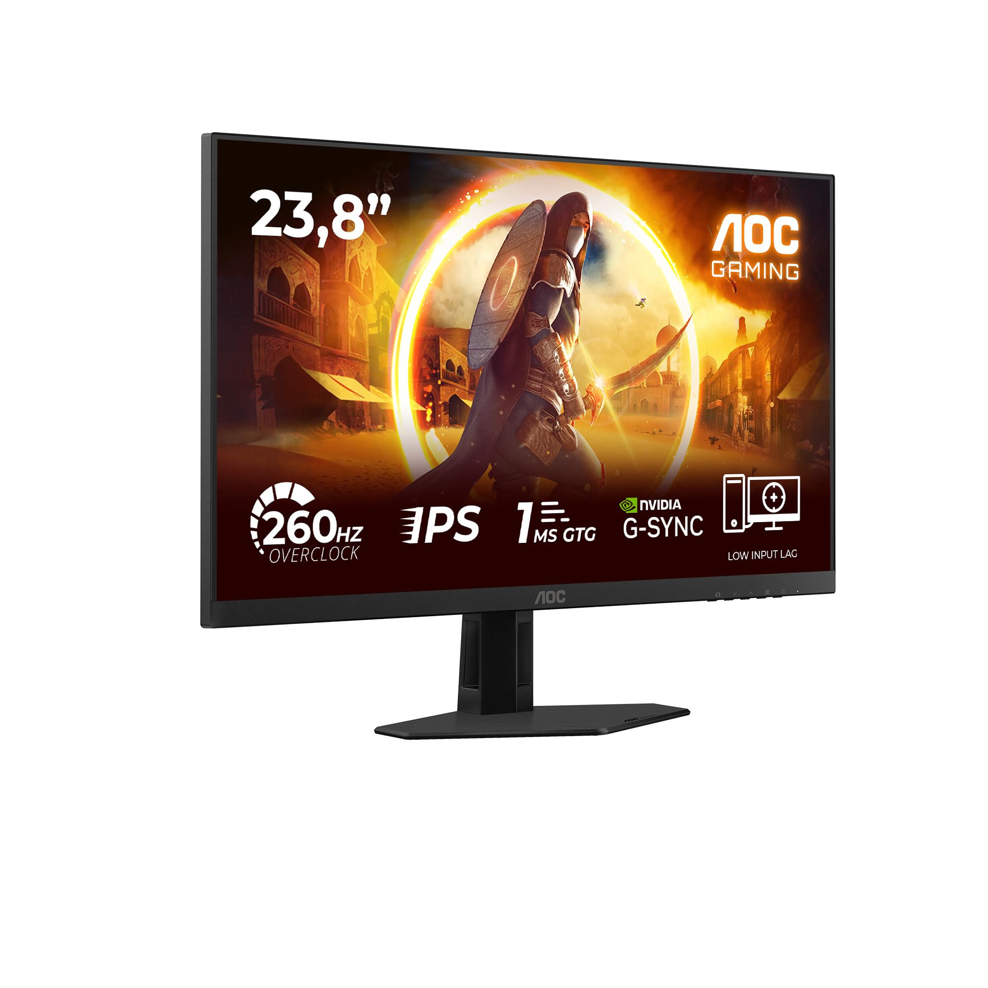AOC 24G4ZRE 23.8 inch FHD Gaming Monitor 260Hz, Fast IPS Panel, 0.3ms MPRT, Adaptive Sync, HDR10, G-Sync Compatible, (1920x1080 HDMI 2x 2.0 DP 1x 1.4) Black