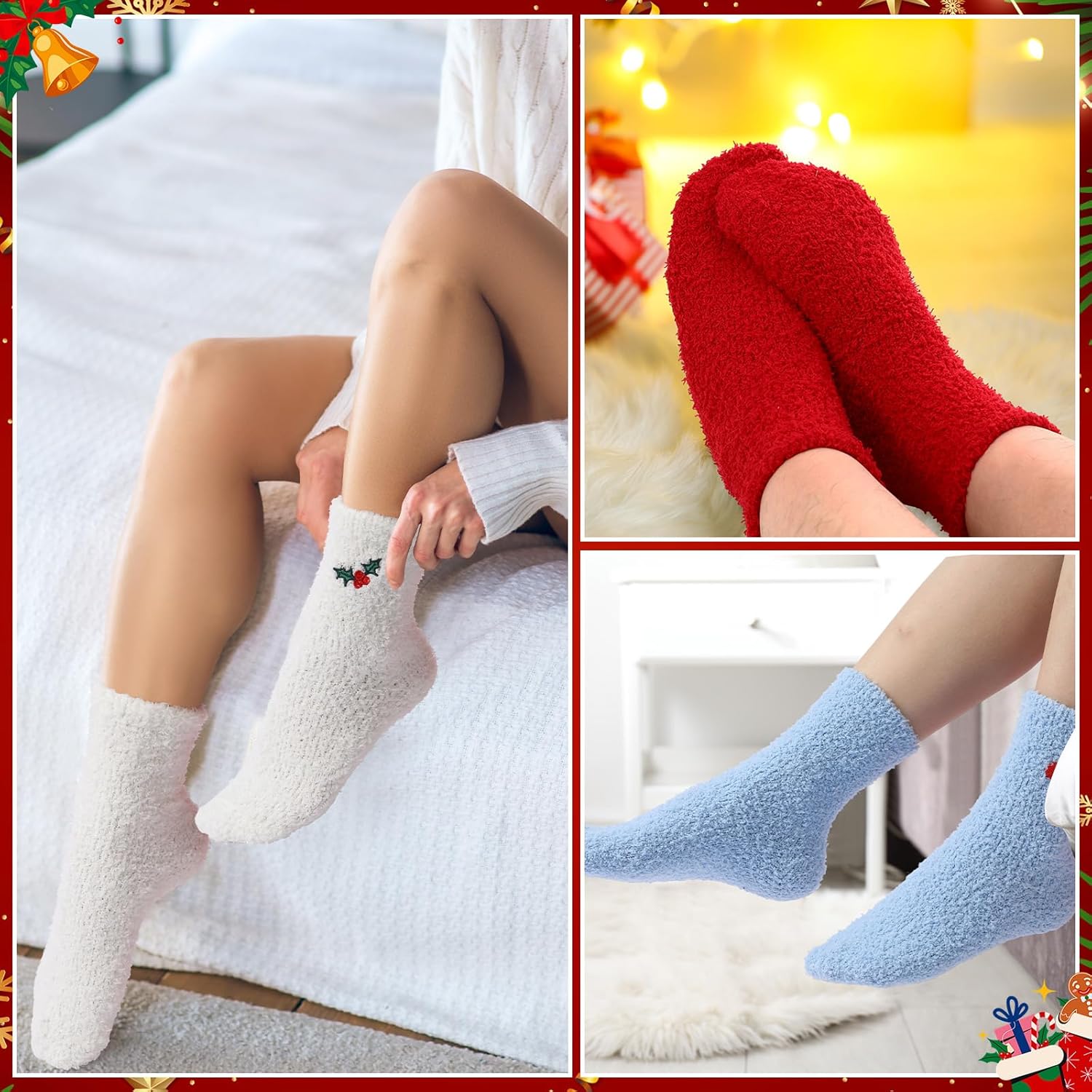 Cuffbow 20 Pairs Fuzzy Slipper Socks Fluffy Soft Plush Socks Warm Gift for Womens Fall Thanksgiving Winter Christmas - Image 6