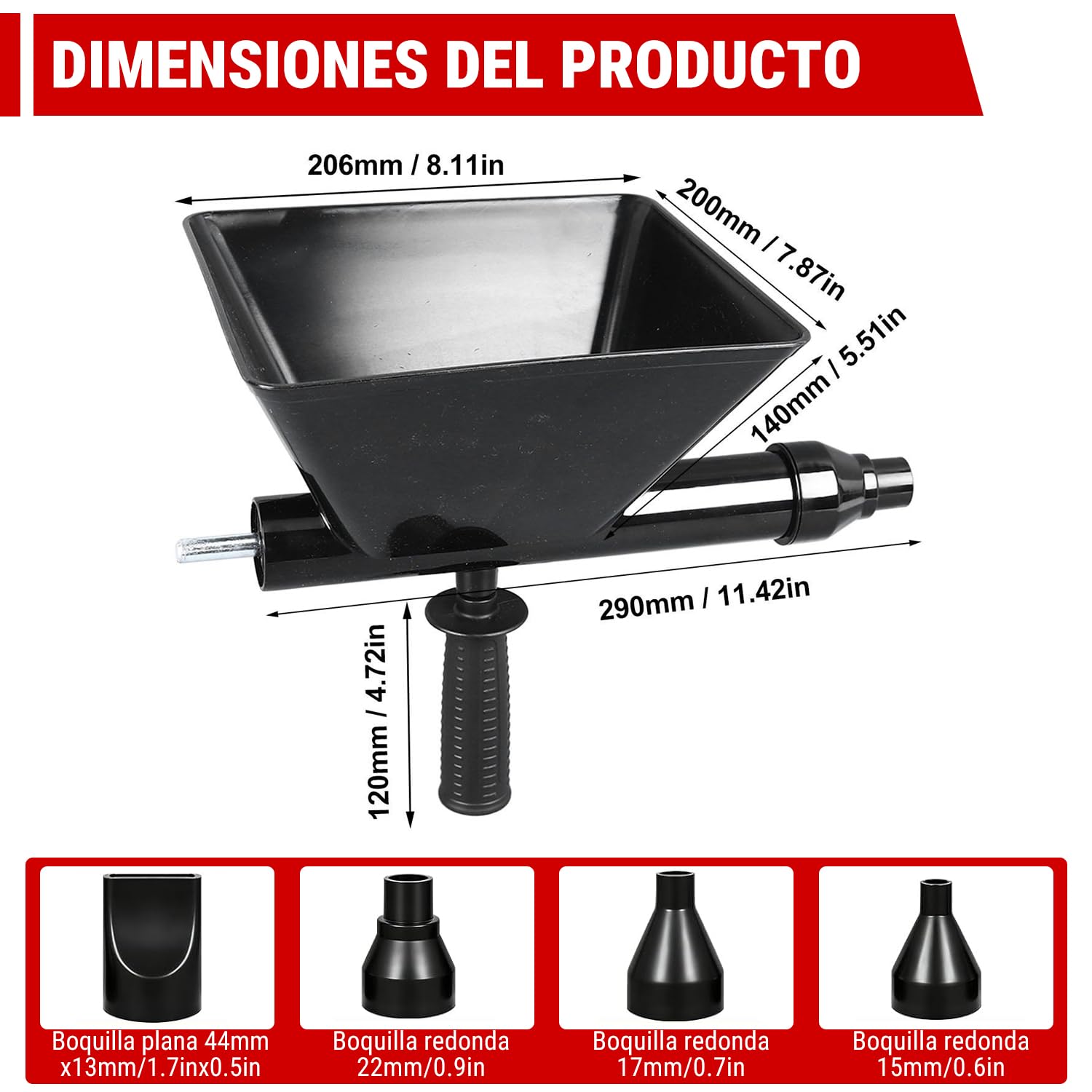 Pistola de Mortero Eléctrica, Aplicador Mortero Juntas, Máquina de Lechada con 4 Boquillas Desmontables, Prensa de Mortero para Juntas de Mortero, Paredes de Piedra y Suelos