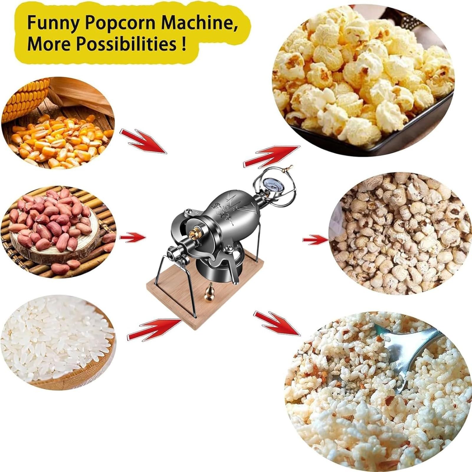 Popcorn Popcorn, Popcorn Cinese, Dolce, salato, Popcorn, Mais con manometro, per Feste in Famiglia, Cinema in casa, Serate (368 ml)