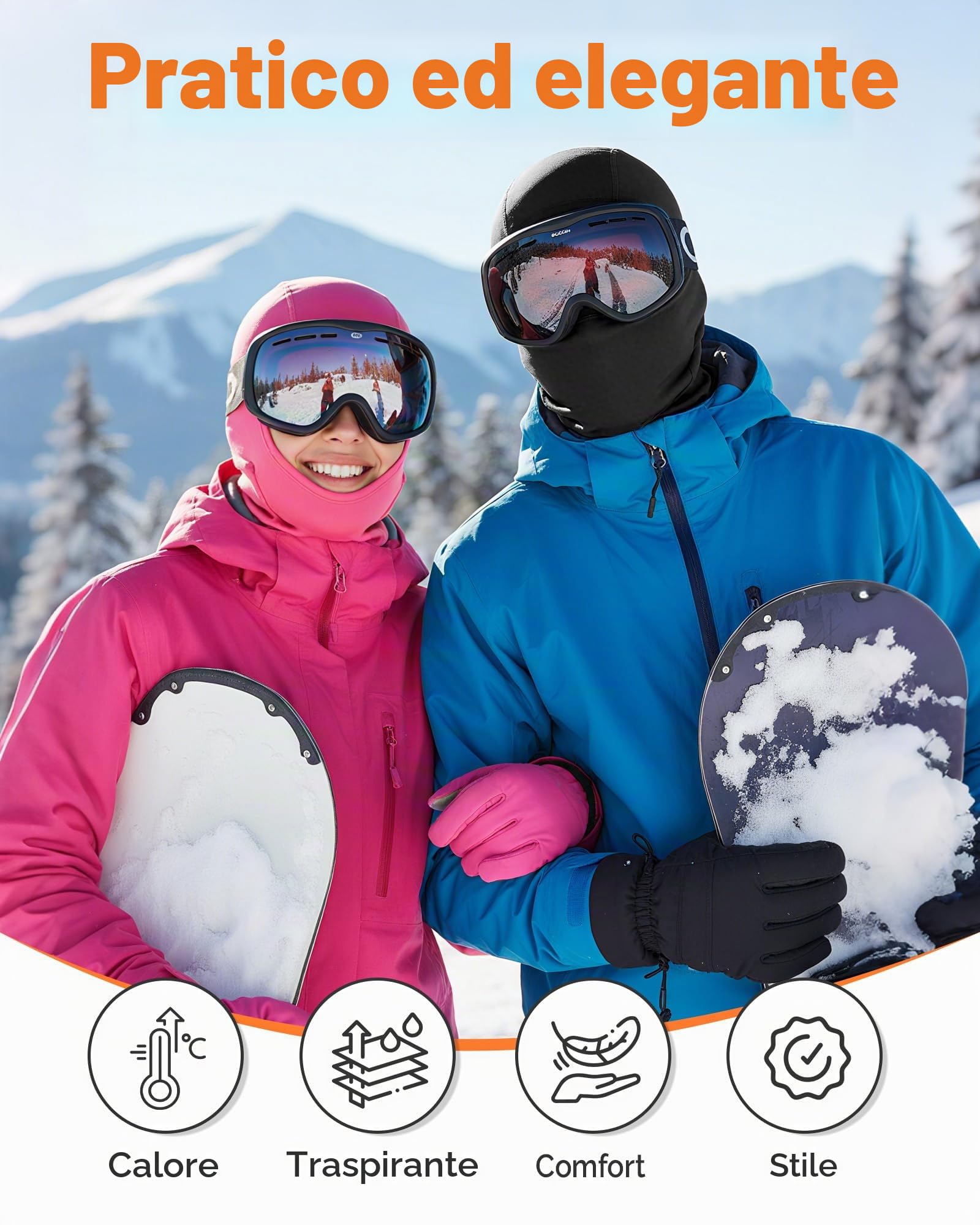 GXCROR Passamontagna Balaclava - Maschera da sci a doppio strato, antivento e caldo per inverno, moto, sci, unisex
