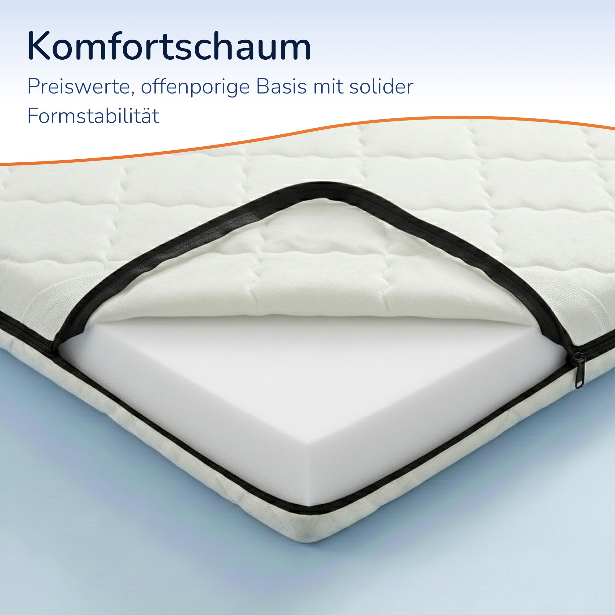MSS e.K. Komfortschaum Matratzentopper 130 x 200 cm | optimale Körperanpassung | Mattress Topper 130x200 | Designed und produziert in Deutschland | Oeko-TEX Zertifiziert