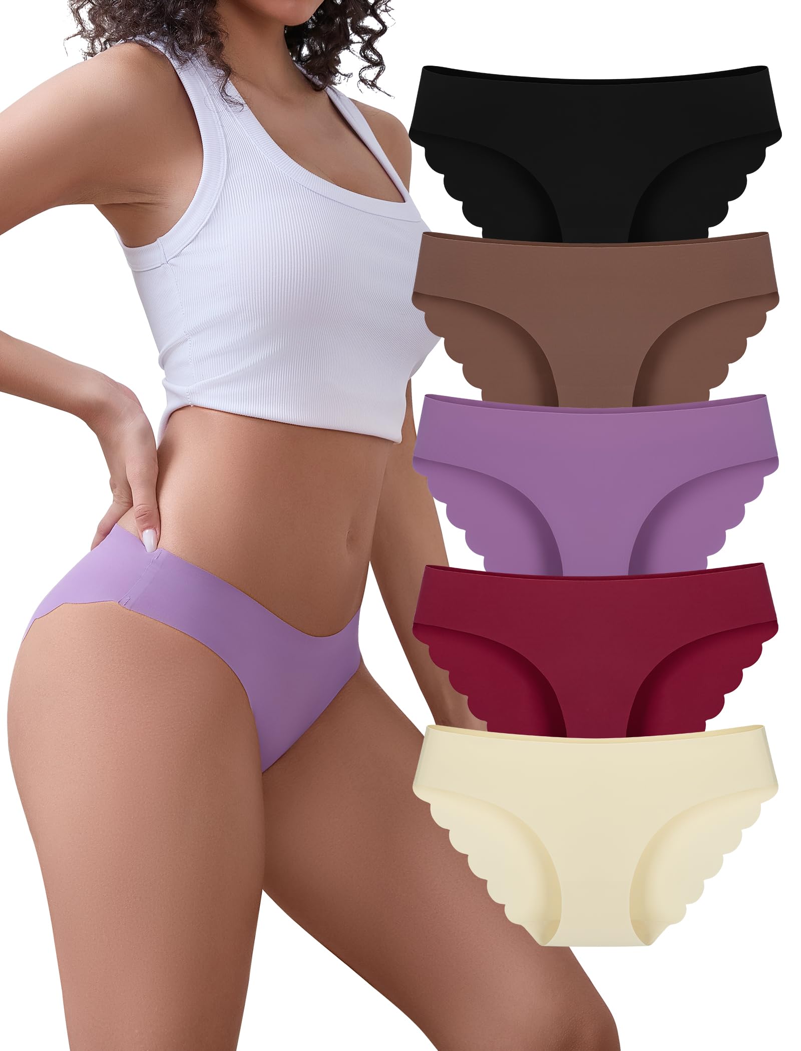 VOENXE Unterhosen Damen Nahtlos,Seamless Slips UnterwäSche Frauen,Bikini Unterhose Ohne Naht,Unsichtbar Women's Underwear No Show,Invisible Hipster Mehrpack,Sport Panties Stretch Bequeme,5er Pack Set