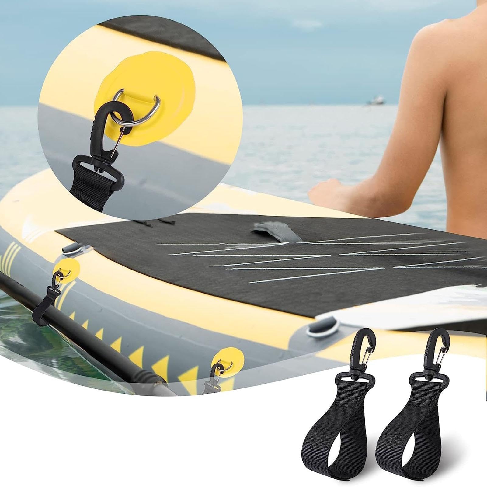 Lot de 4 clips de rangement pour pagaie de kayak pour équipement sécurisé | Ensemble de crochets robustes pour canoë, rafting, activités marines, organisation du lac et de la plage
