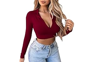 Artfish Women's Valentine's Day Long Sleeve Quarter Zip Crop Tops