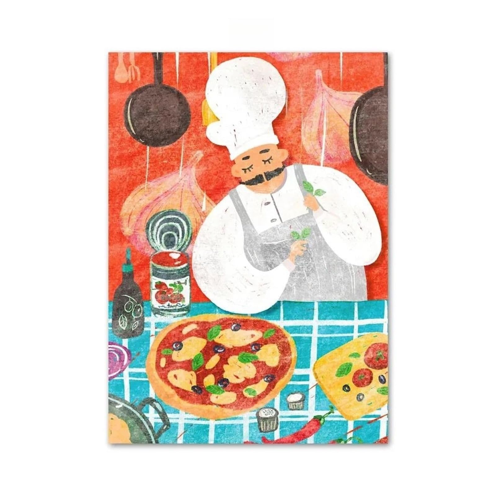 Toile peinture nordique pizza pâtes pour rénover la décoration d'un restaurant