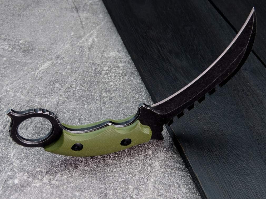C1696 Fixed Blade Knife, D2 Steel G10 Handle 4.3 Inches, Outdoor Survival Camping EDC Tools with Kydex Sheaths (Army green)