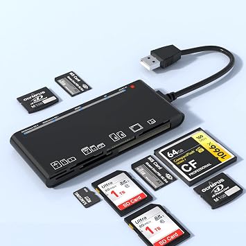 USB 3.0 SD Card Reader, TF Card Reader Adapter SD/TF/CF/XD/MS 7 in 1 Micro SD Card Reader Hub for SD SDXC SDHC CF CFI TF Micro SD Micro SDXC Micro SDHC MS MMC UHS-I Cards for Mac Windows Linux