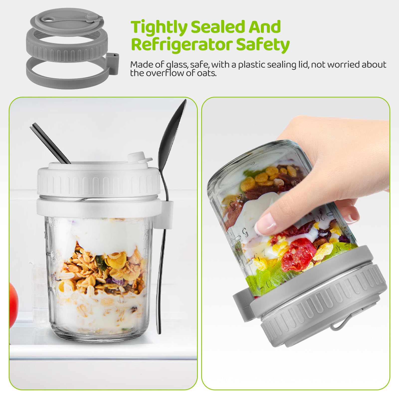POPETPOP Kit de Frascos de Avena 300ml de Vidrio con Tapas