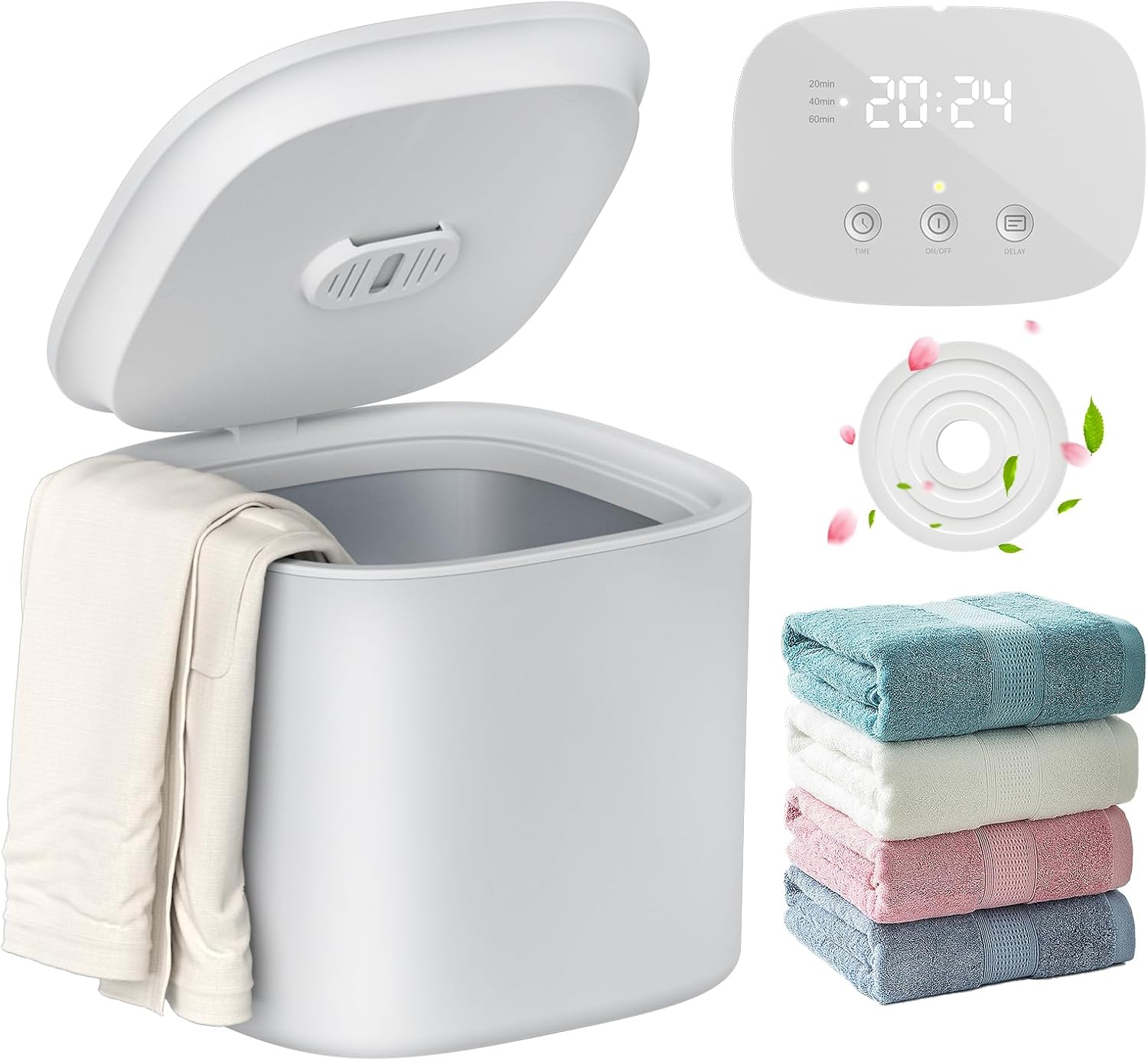 DOACE Upgraded Towel Warmer Bucket, 26L Large Towel Warmers with Auto Keep Warm, Heat Time 20/40/60 Min Adjustable and Delay Time Up to 24 Hours, Hot Towel Warmer for Bathroom, Gift for Father's Day Gray 16L