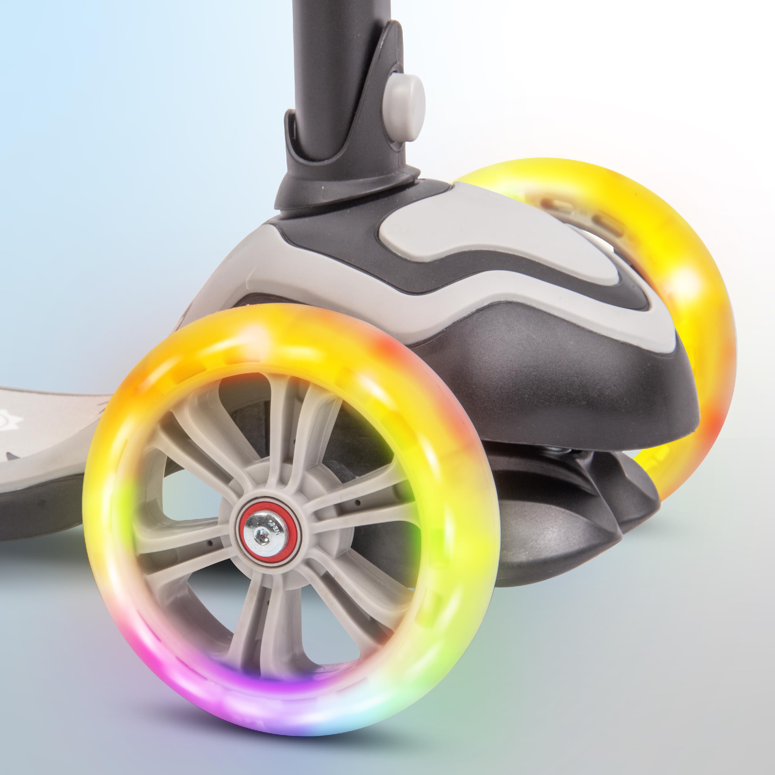 Sun Baby Monopattino per bambini 3 anni, Triciclo Scooter 3 Ruote Luminose a LED, regolabile in altezza, Children's Scooter