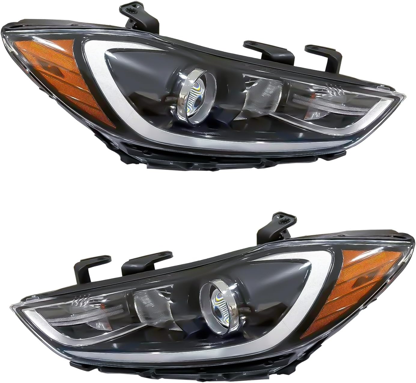 Headlight Assembly Compatible with 2017 2018 Hyundai Elantra w/Bulbs Halogen Headlamp(Left and Right Side)
