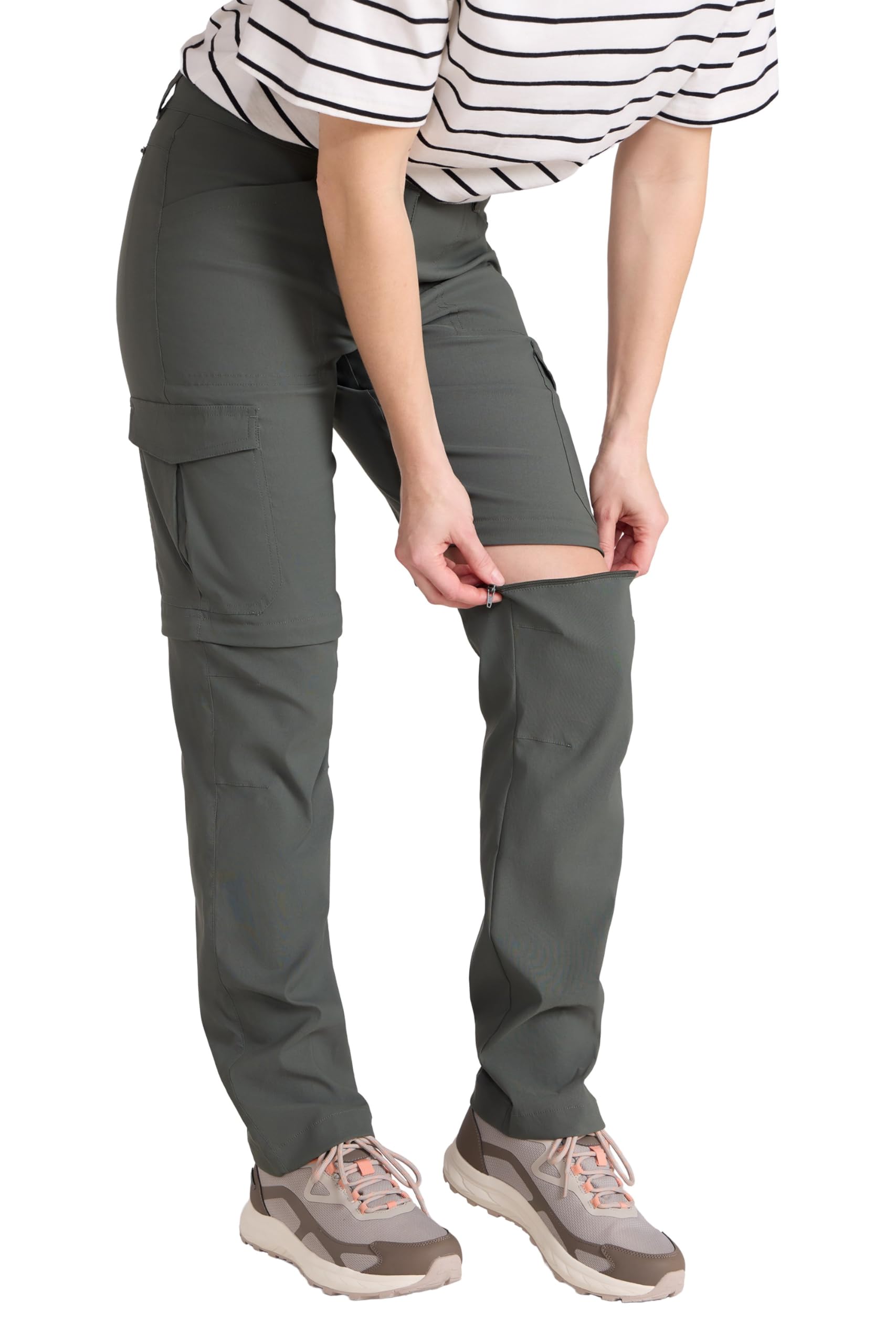 Mountain Warehouse Women's Khaki 'Conniston' Stretchy Quick Dry Comfortable Casual Zip Trouser In | Size: 16