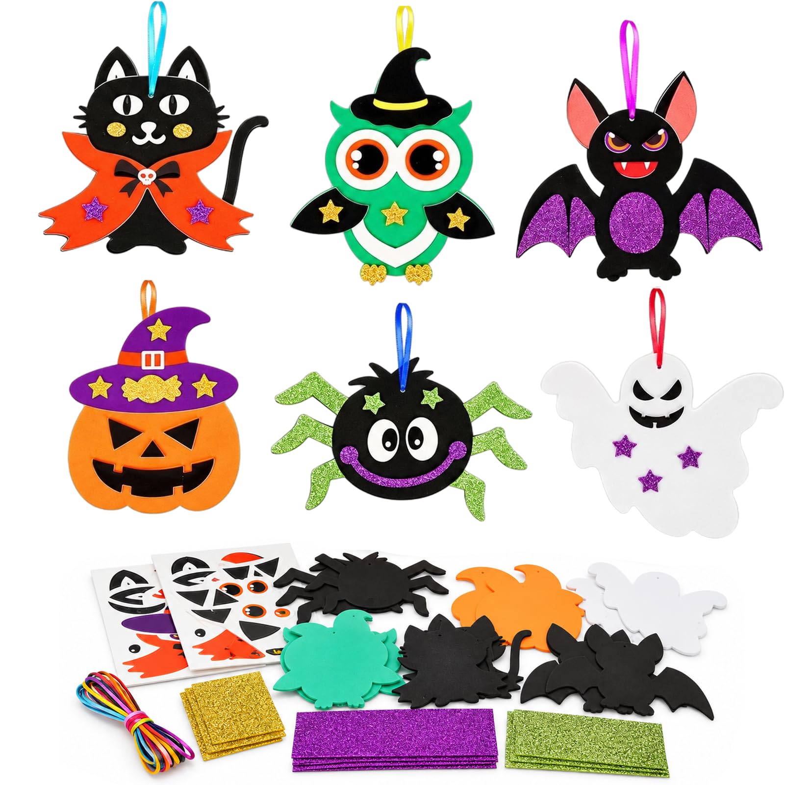Halloween Crafts 12Pcs Foam Stickers DIY Pumpkin Bat Halloween Decorations