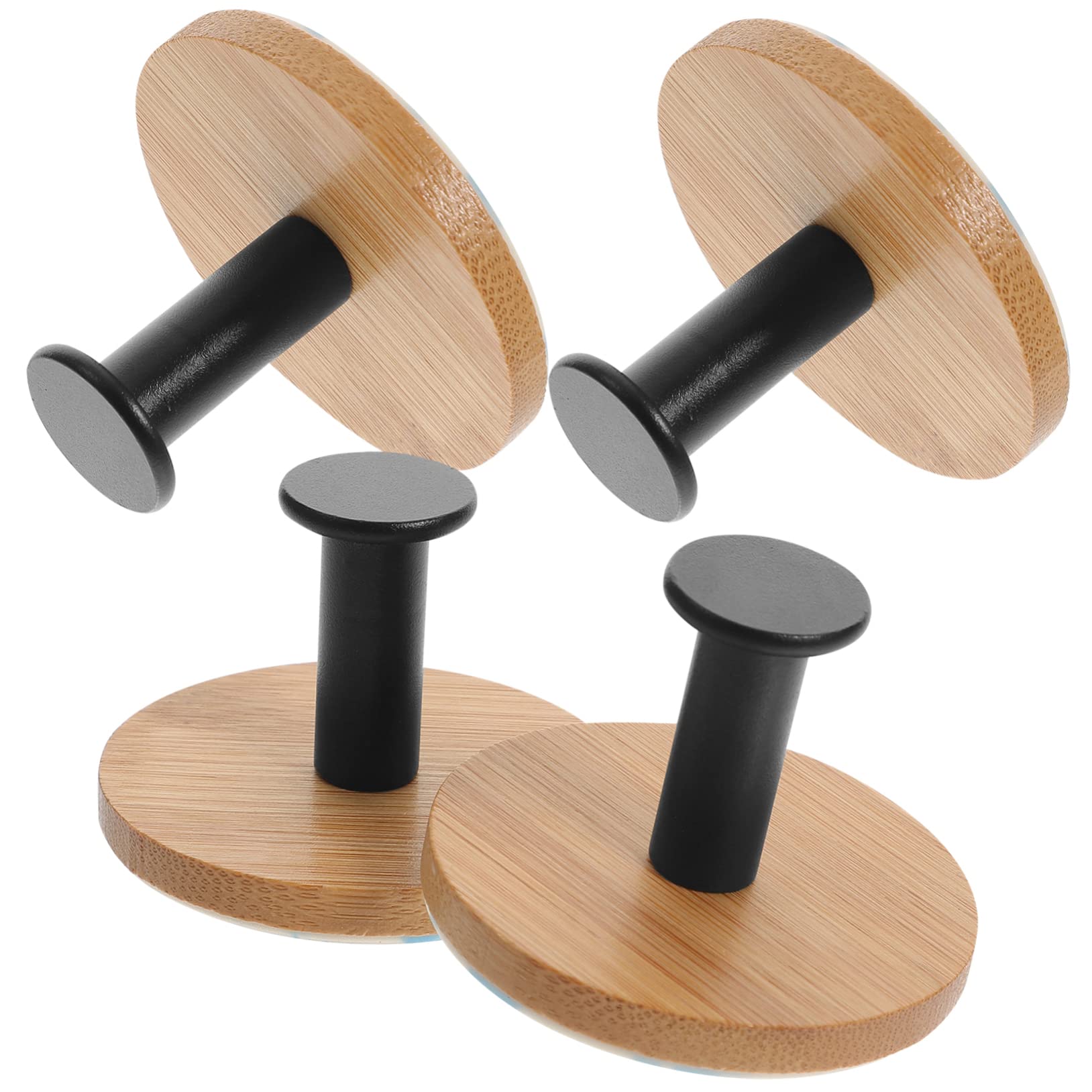 DOITOOL 2 Juegos Gancho Pegajoso De Bambú Gancho Para Toallas Sobre La Puerta Toallero Ganchos De Servicio Pesado Ganchos De Pared Para Ropa Manos Doble Black Acero Inoxidable 4 Piezas