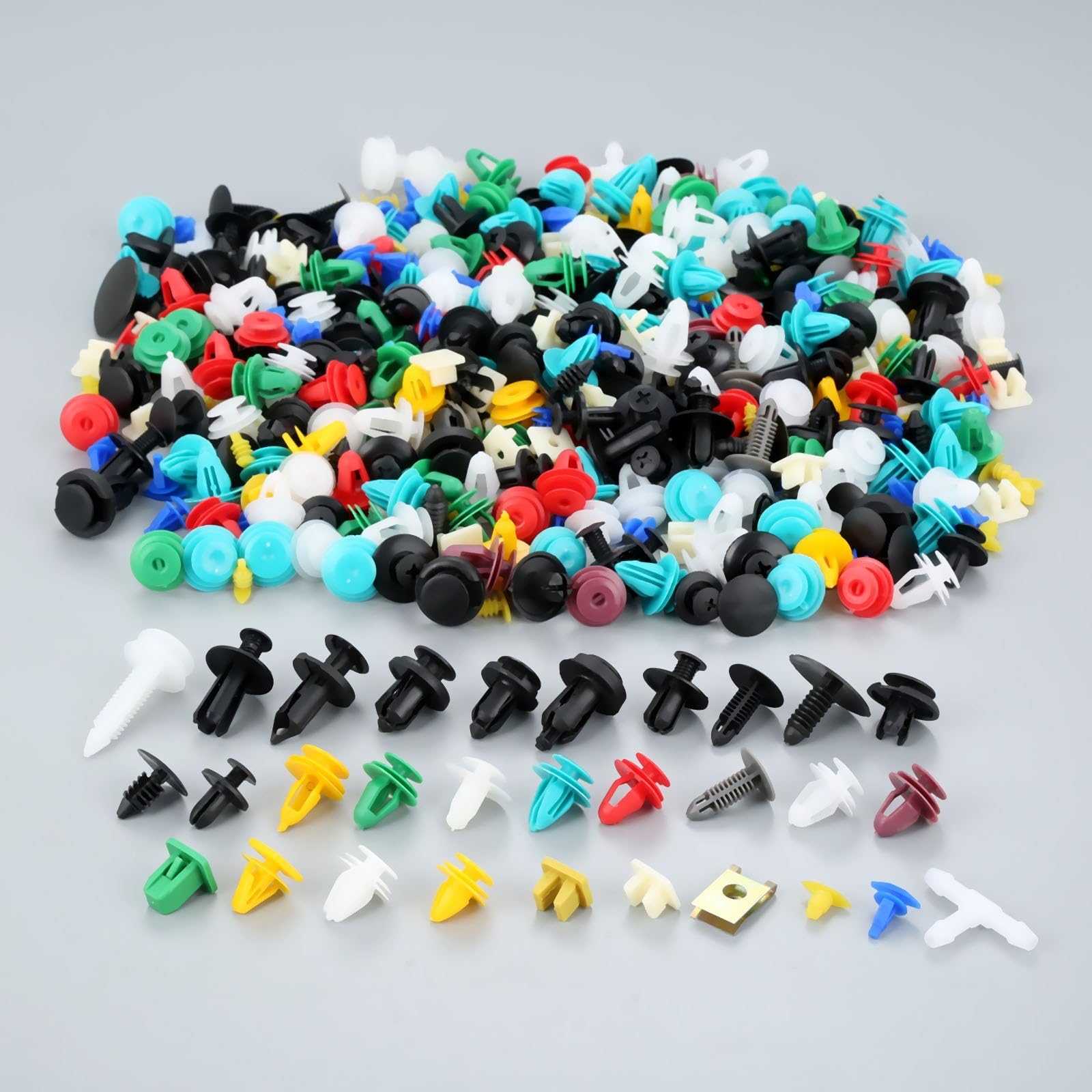 Viti e accessori 500PCS Elementi Di Fissaggio Misti Pannello Rivestimento Della Porta Paraurti Automatico Rivetto Clip Per Auto Fermo Push Kit Copertura Motore 30 Tipi